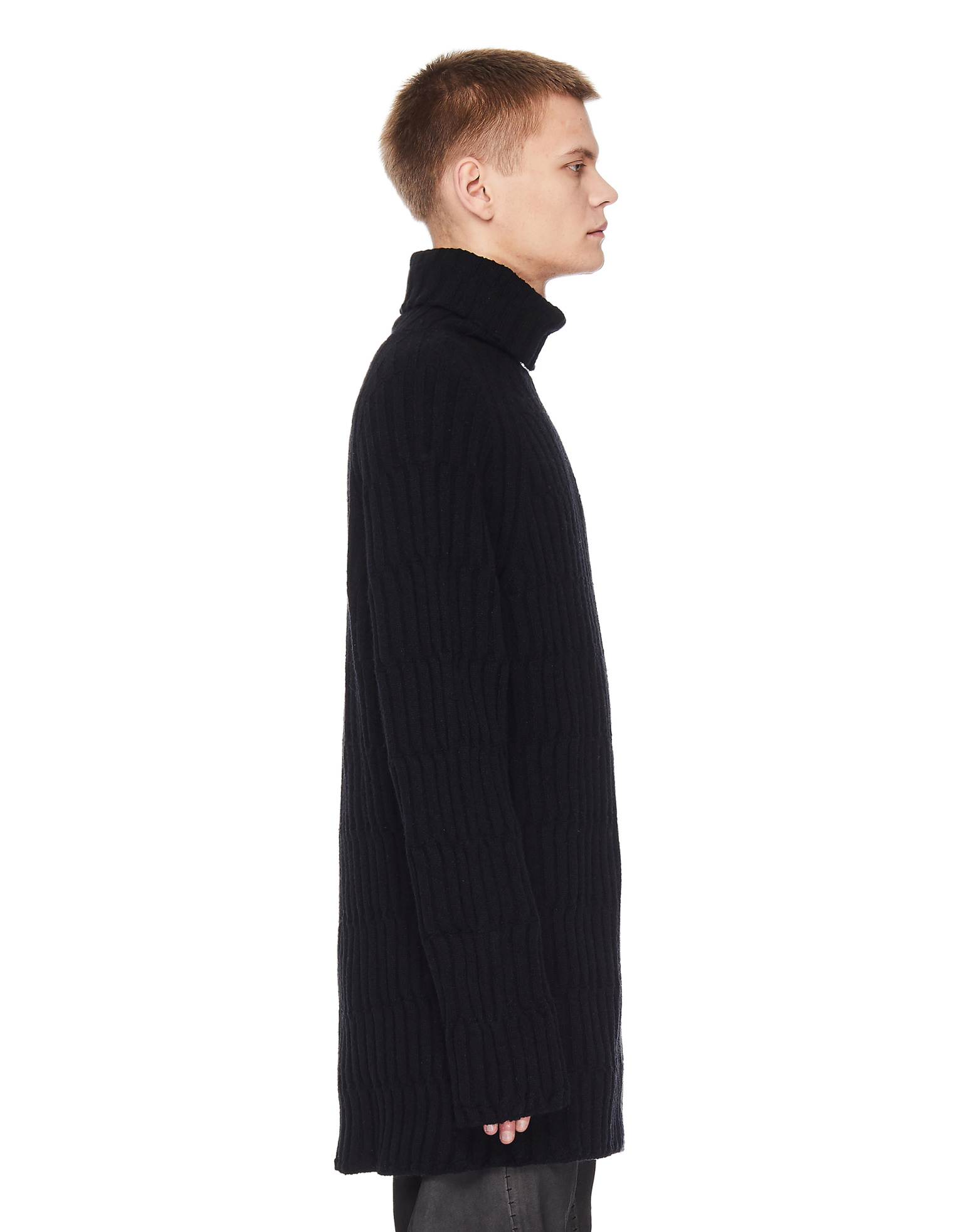 Yohji Yamamoto Черный удлиненный свитер