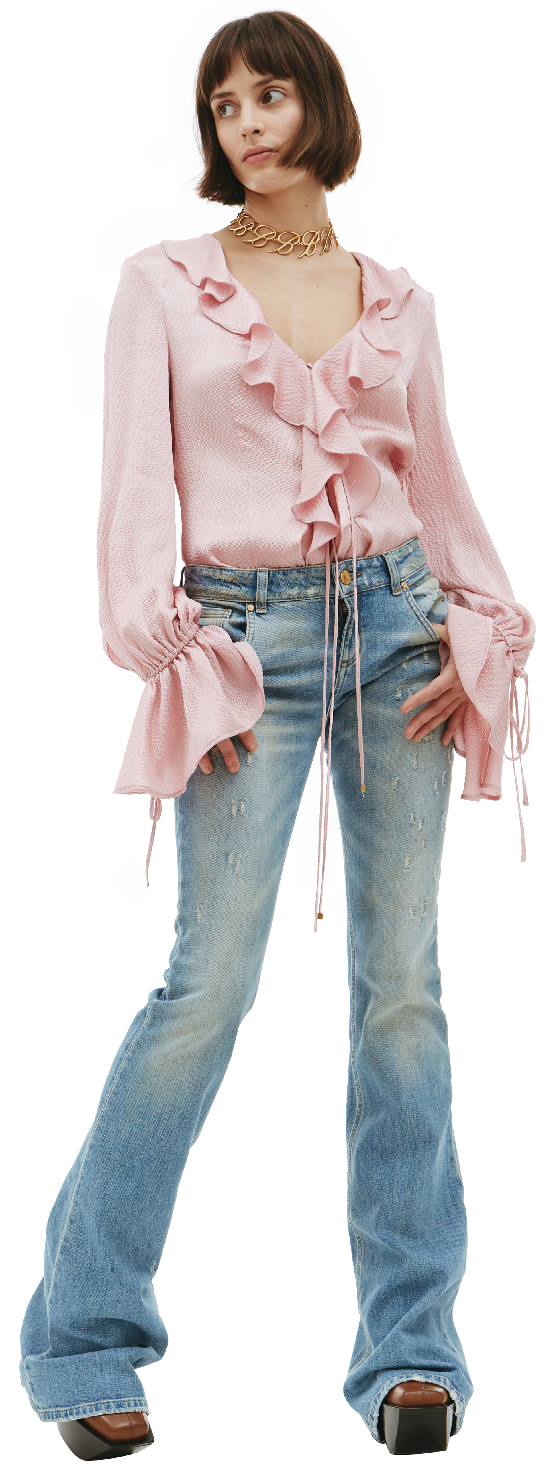 Blumarine Flared Distressed Jeans