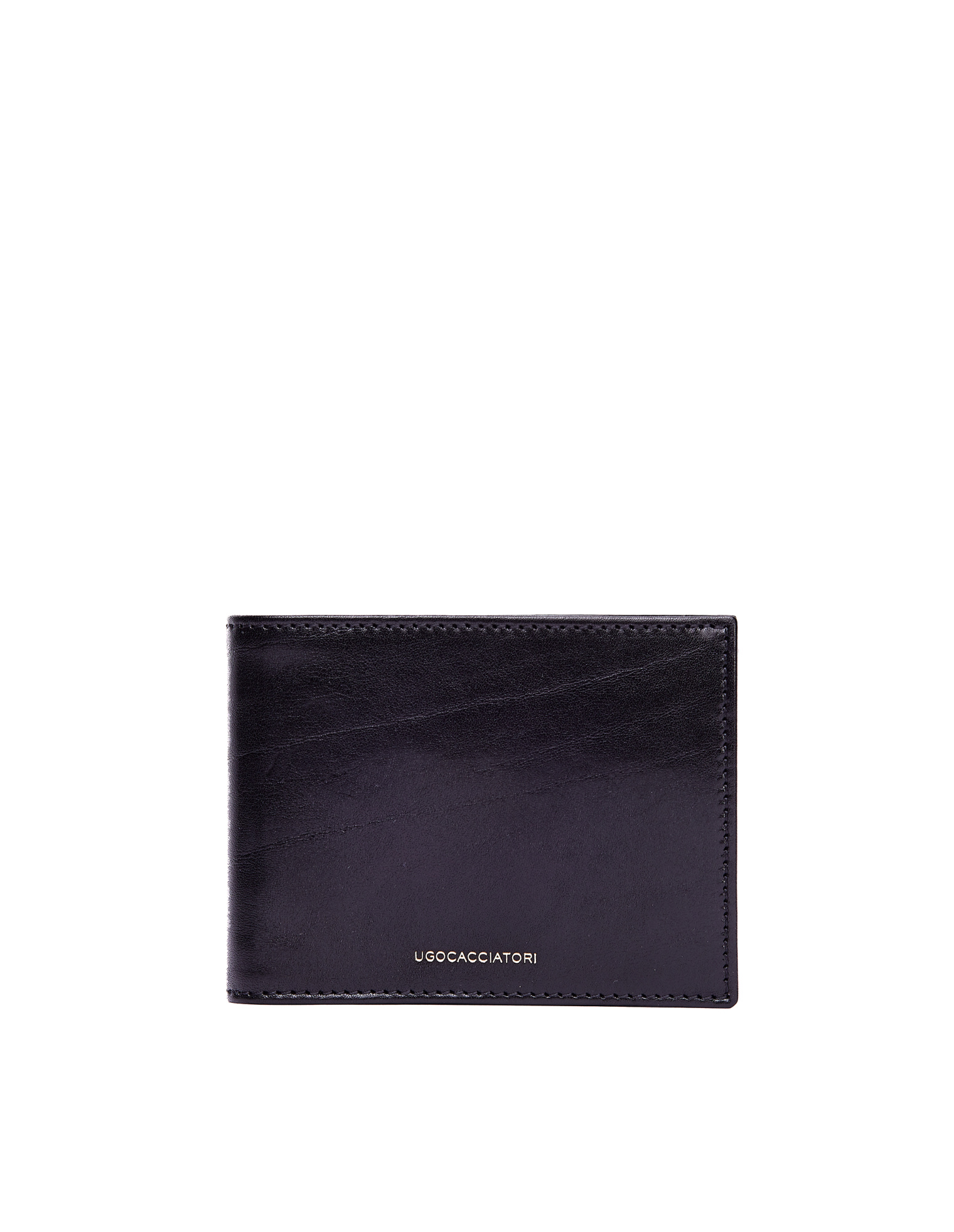 Ugo Cacciatori Black Leather Pocket Wallet