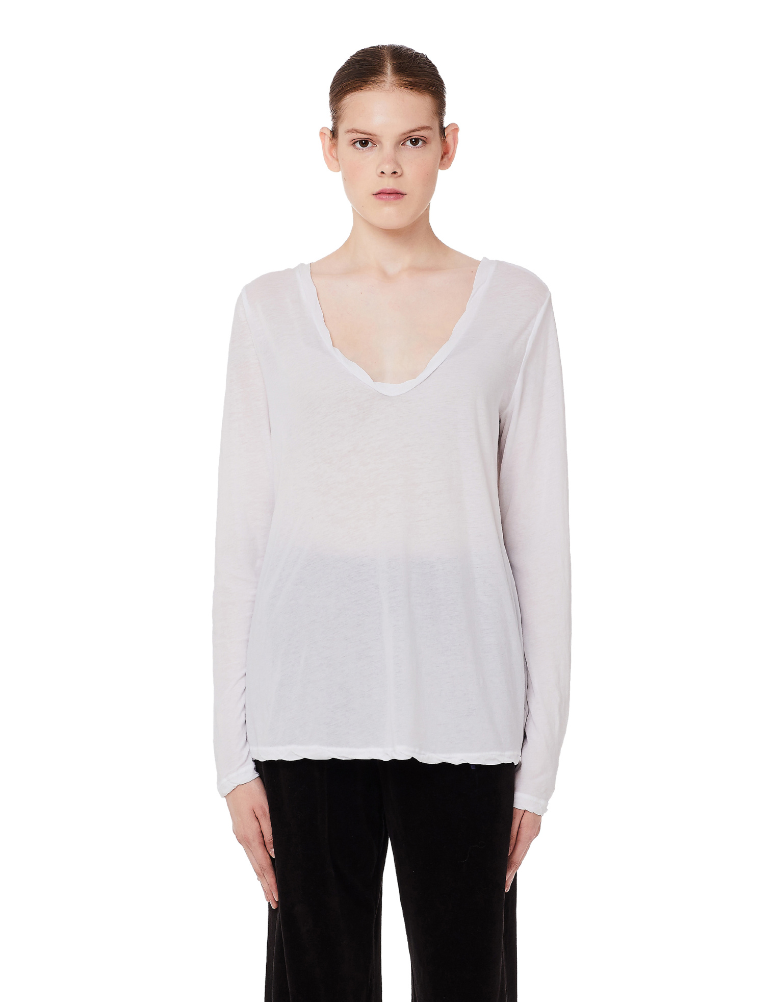 James Perse White cotton L/S T-Shirt