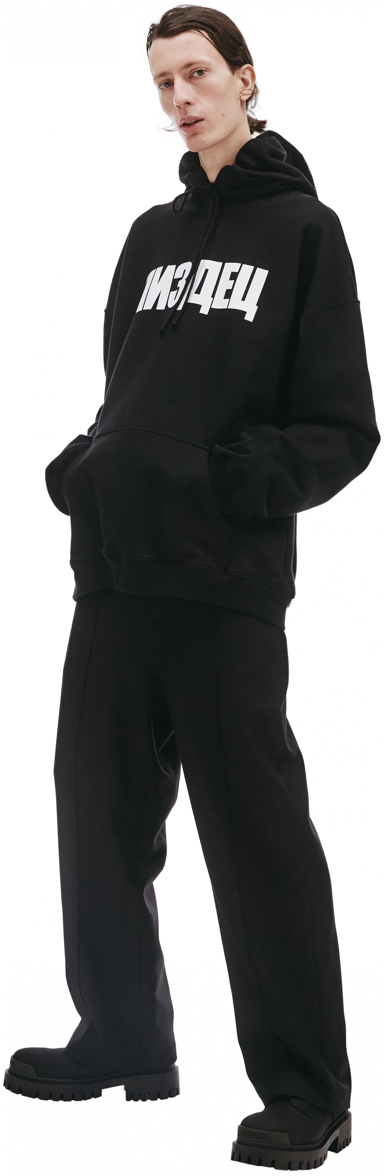 Buy VETEMENTS men black vetements x sv hoodie for $965 online on