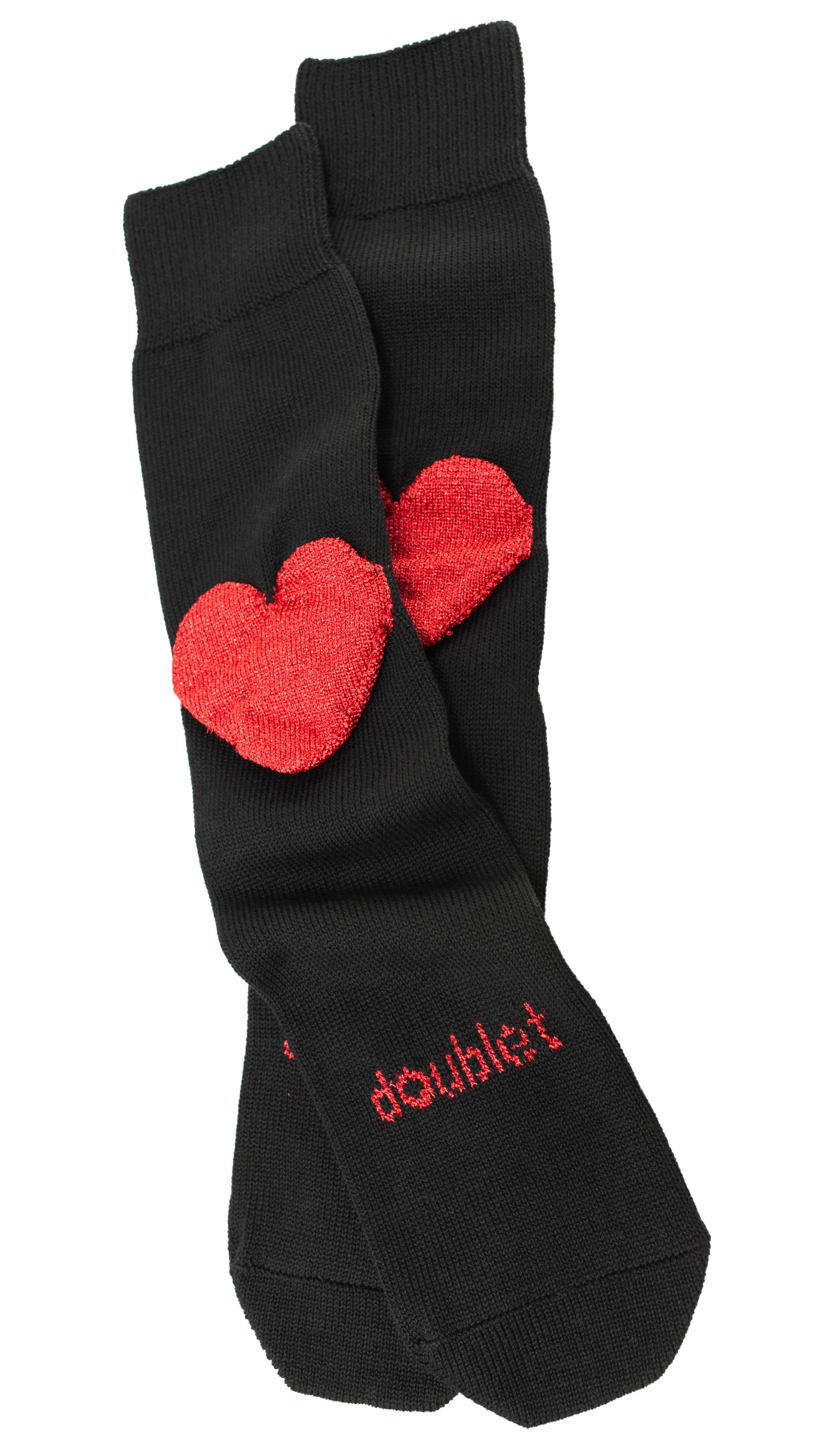 Doublet Red heart heel black socks