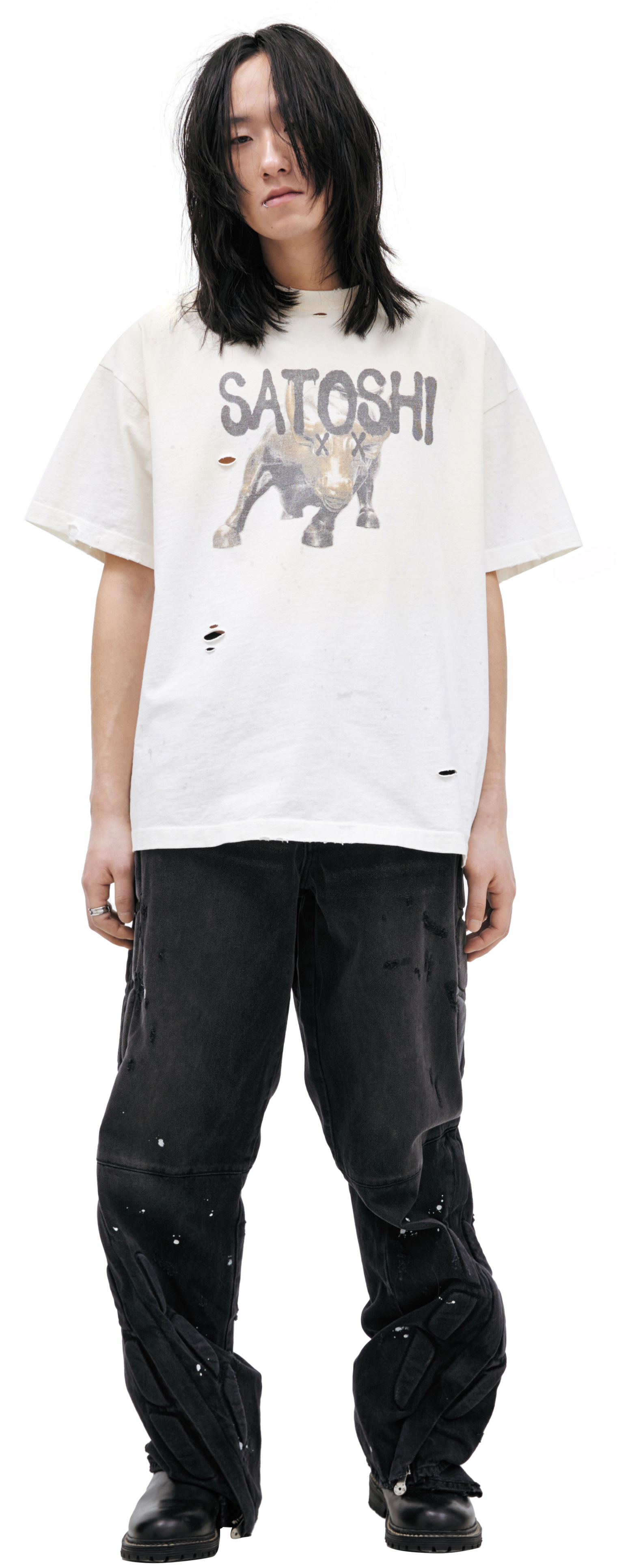 Buy Satoshi Nakamoto men white print t-shirt for $530 online on