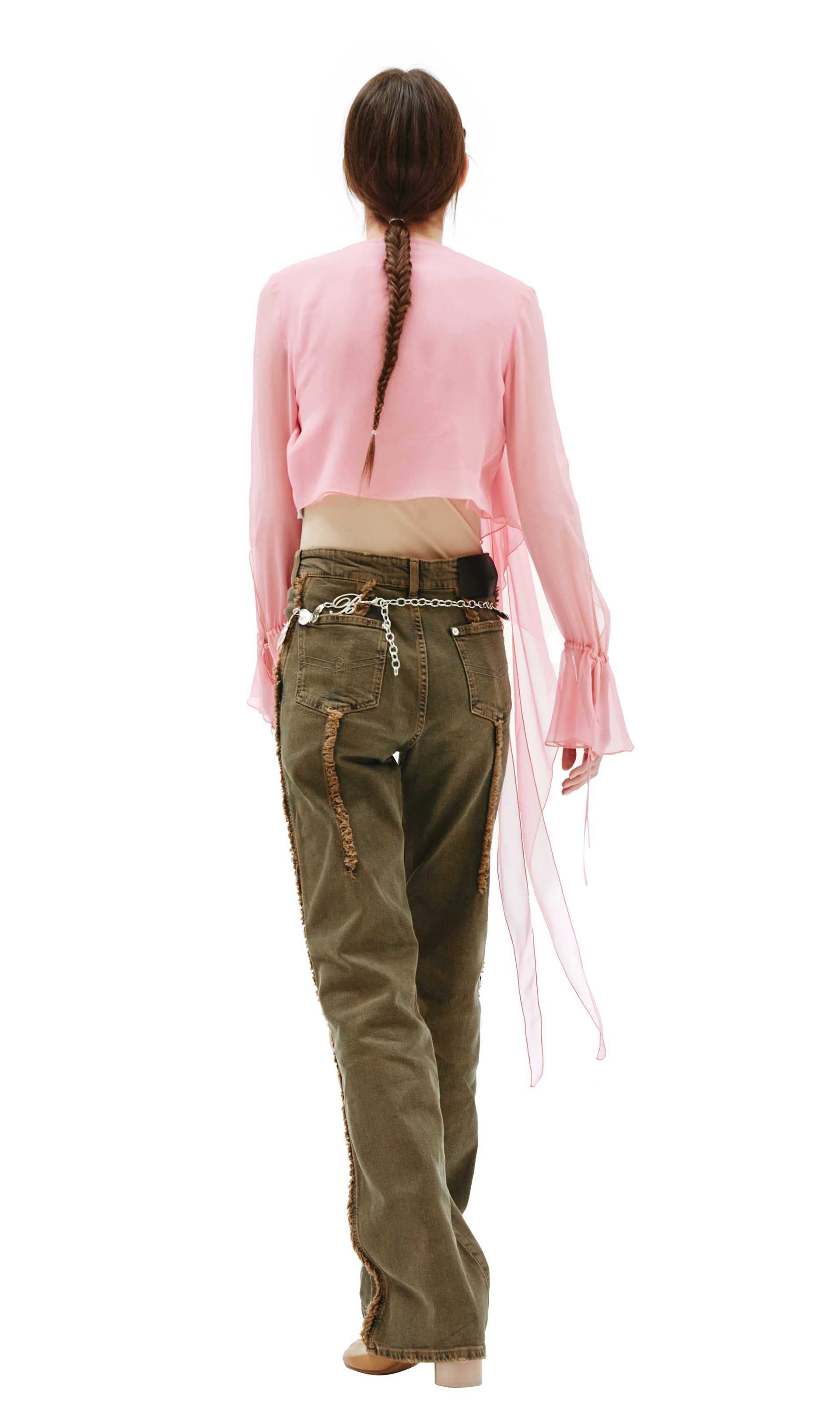 Blumarine Кhaki fringed jeans