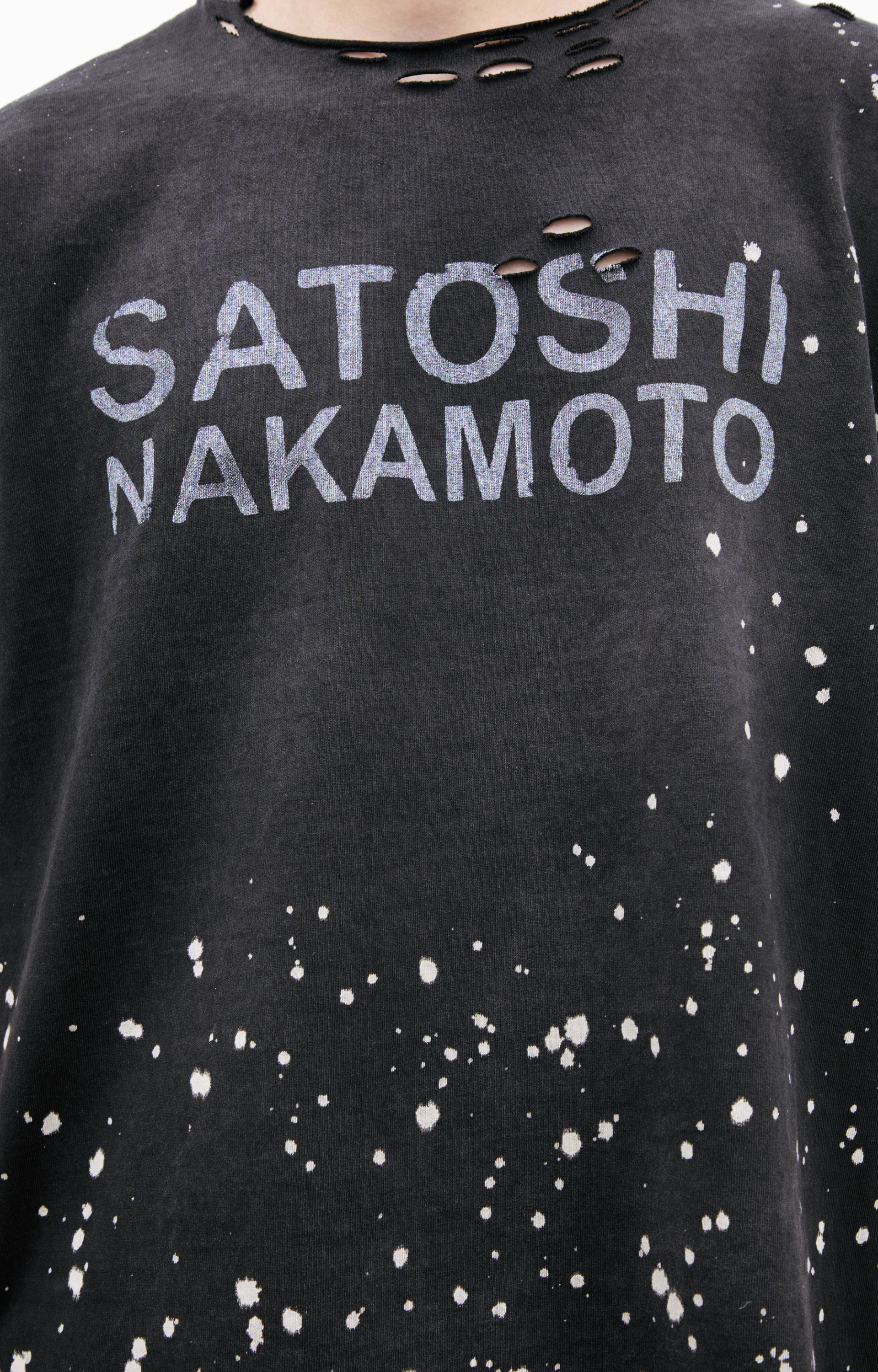 Satoshi Nakamoto T-shirt with a ripped effect