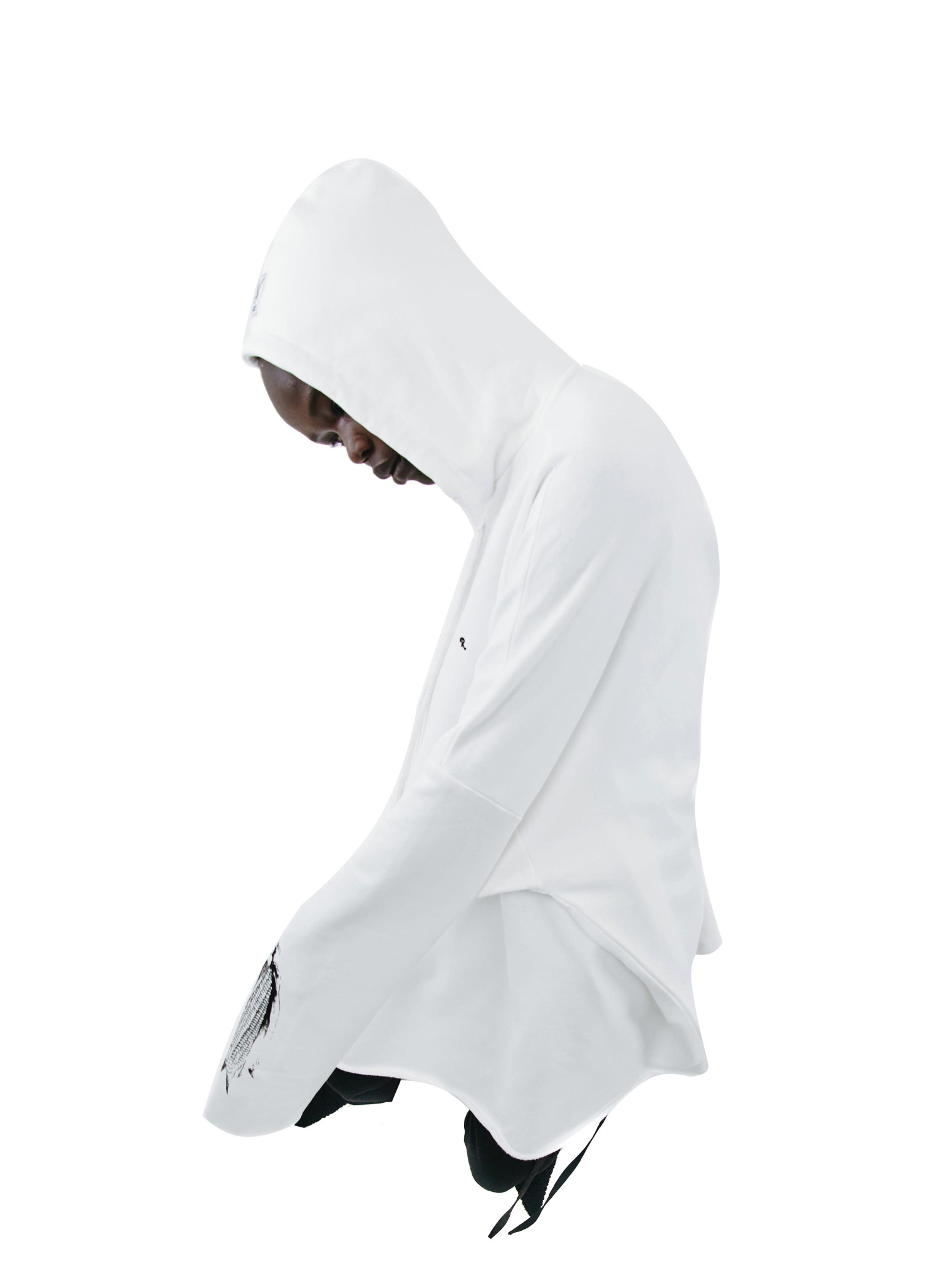 Raf Simons Oversized Printed Hoodie in white