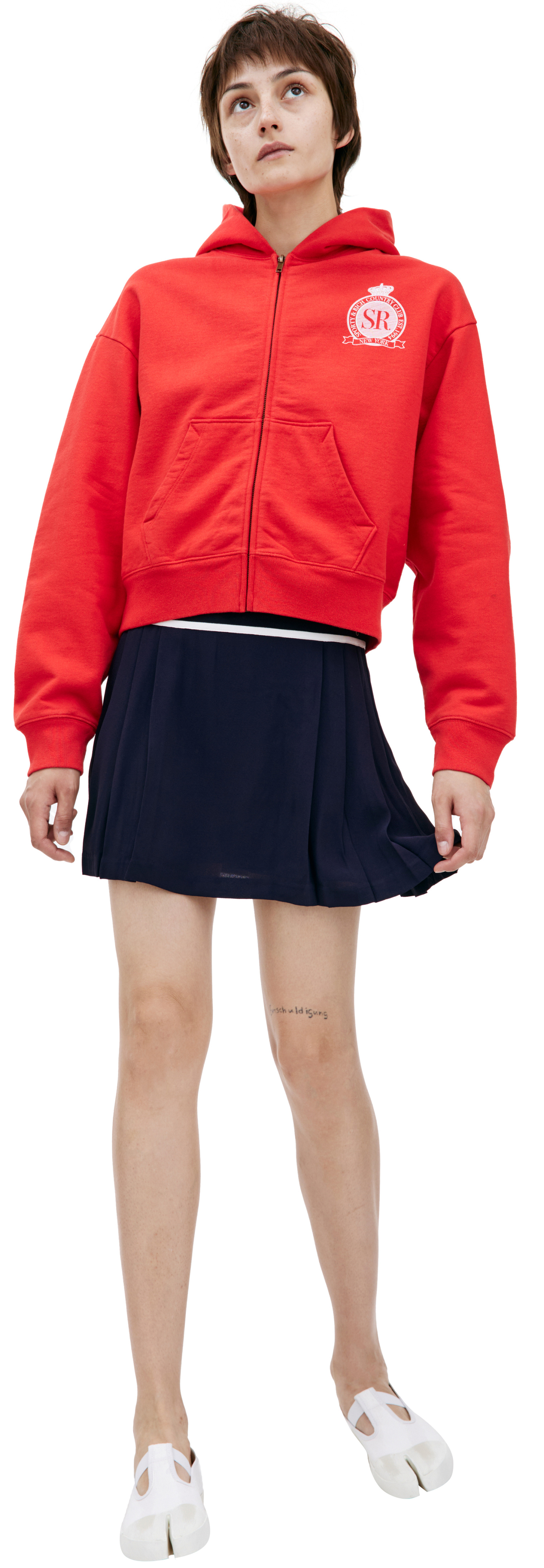 SPORTY & RICH Shortened hoodie with zipper