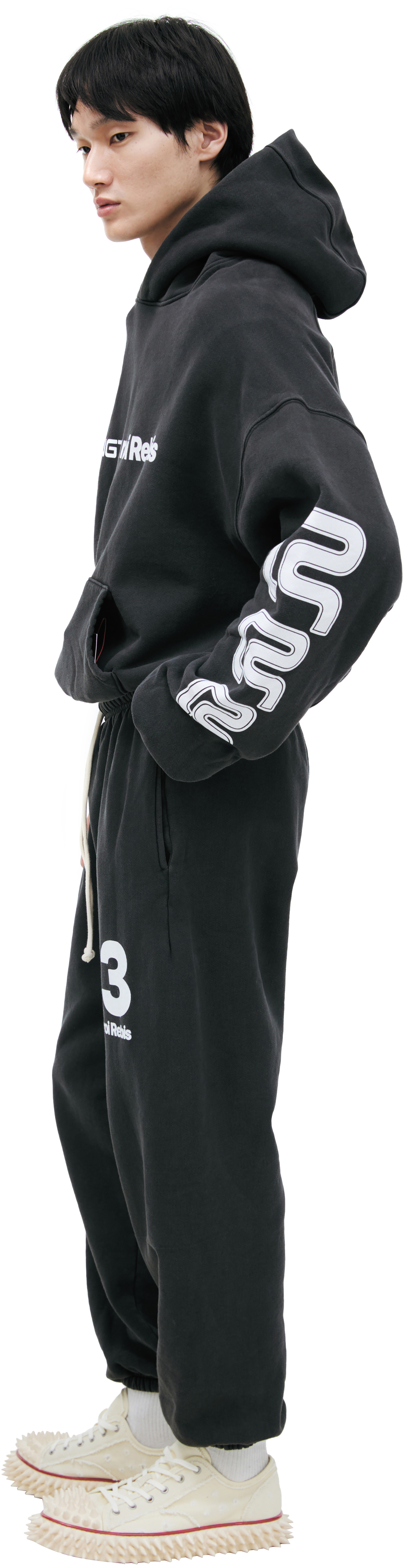 RRR123 Black printed hoodie