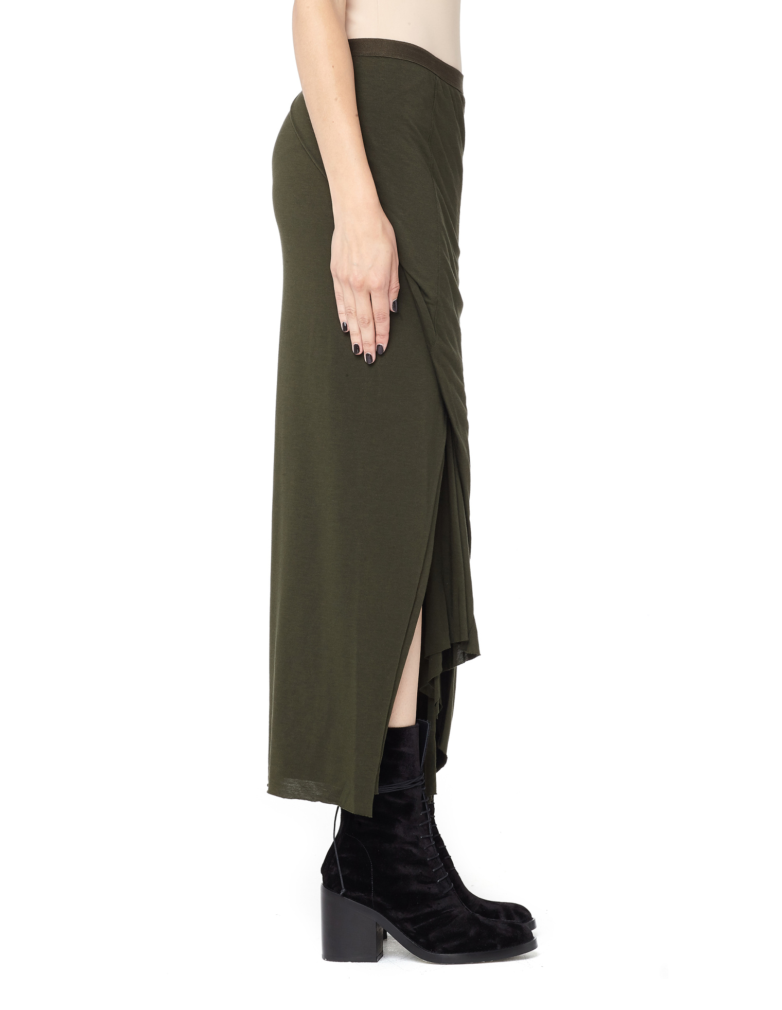 Rick Owens Lilies Юбка цвета хаки с вырезом