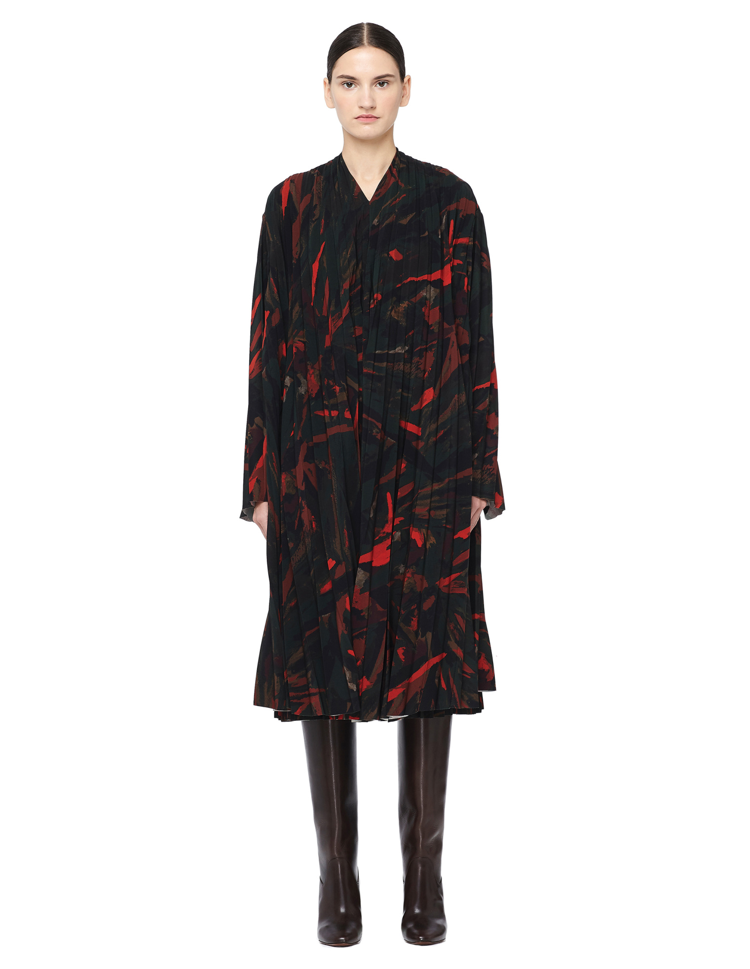 Balenciaga Semi Fitted Pleated Printed Dress