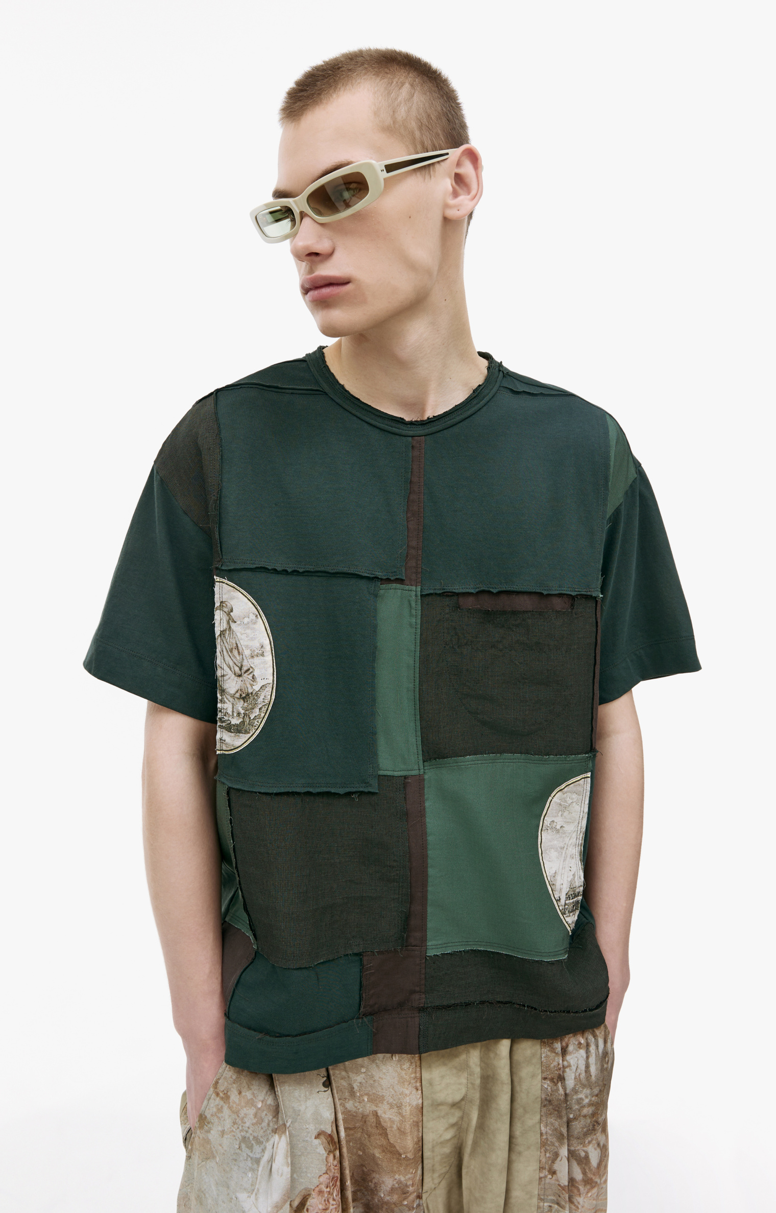 Ziggy Chen Cotton patchwork t-shirt