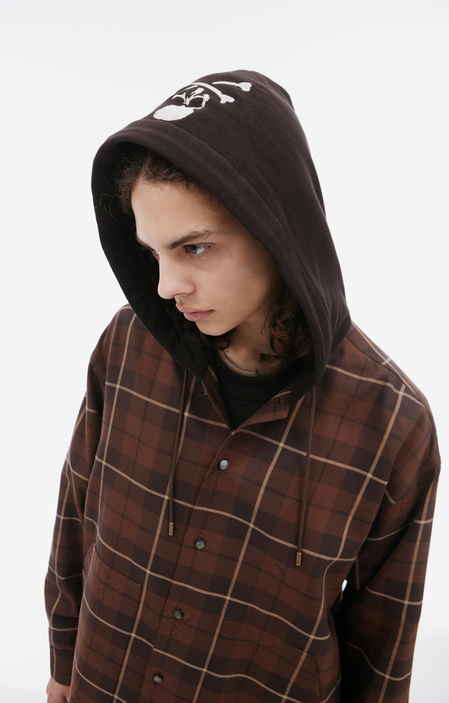 Mastermind WORLD Hooded plaid shirt