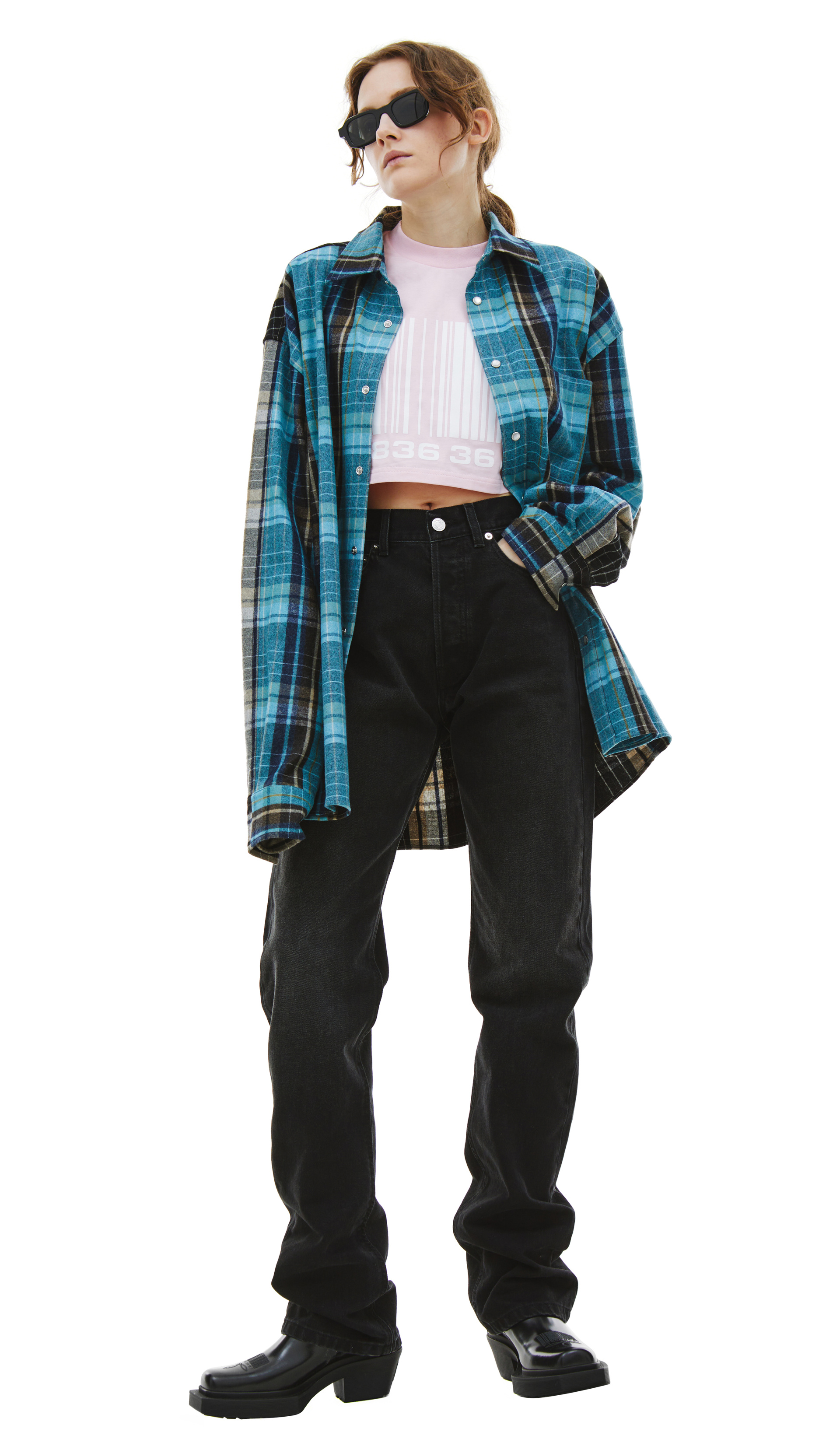 VTMNTS Barcode Plaid Shirt