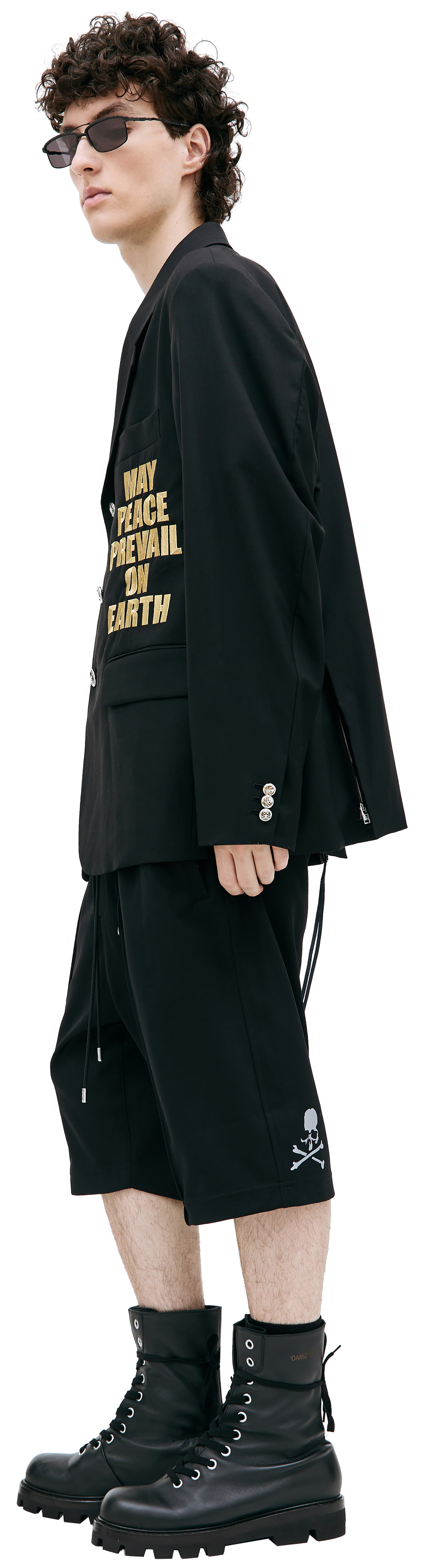 Mastermind WORLD \'May Peace\' embroidered wool blazer
