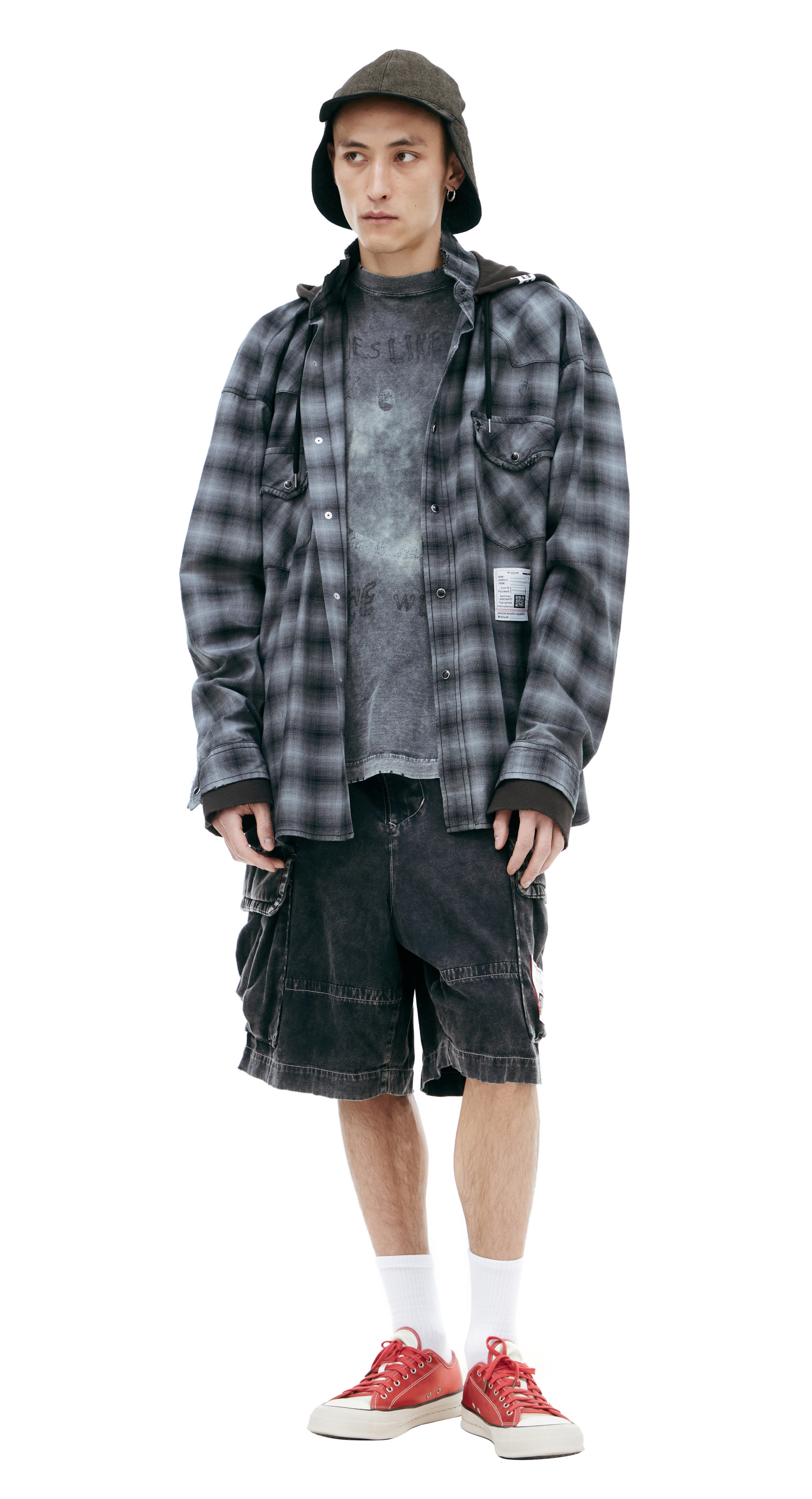 Maison Mihara Yasuhiro Hooded plaid shirt