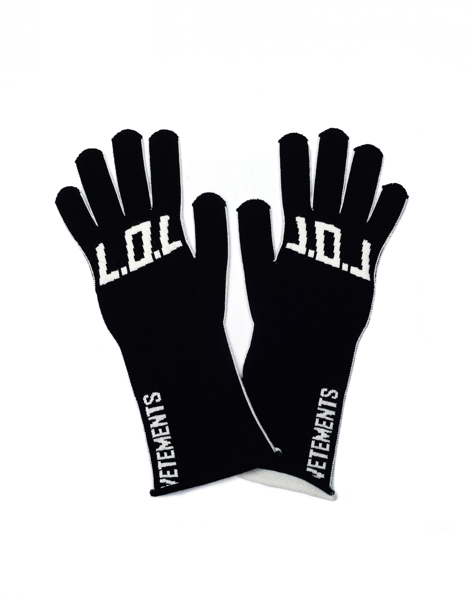 VETEMENTS Black & White L.O.L. Gloves