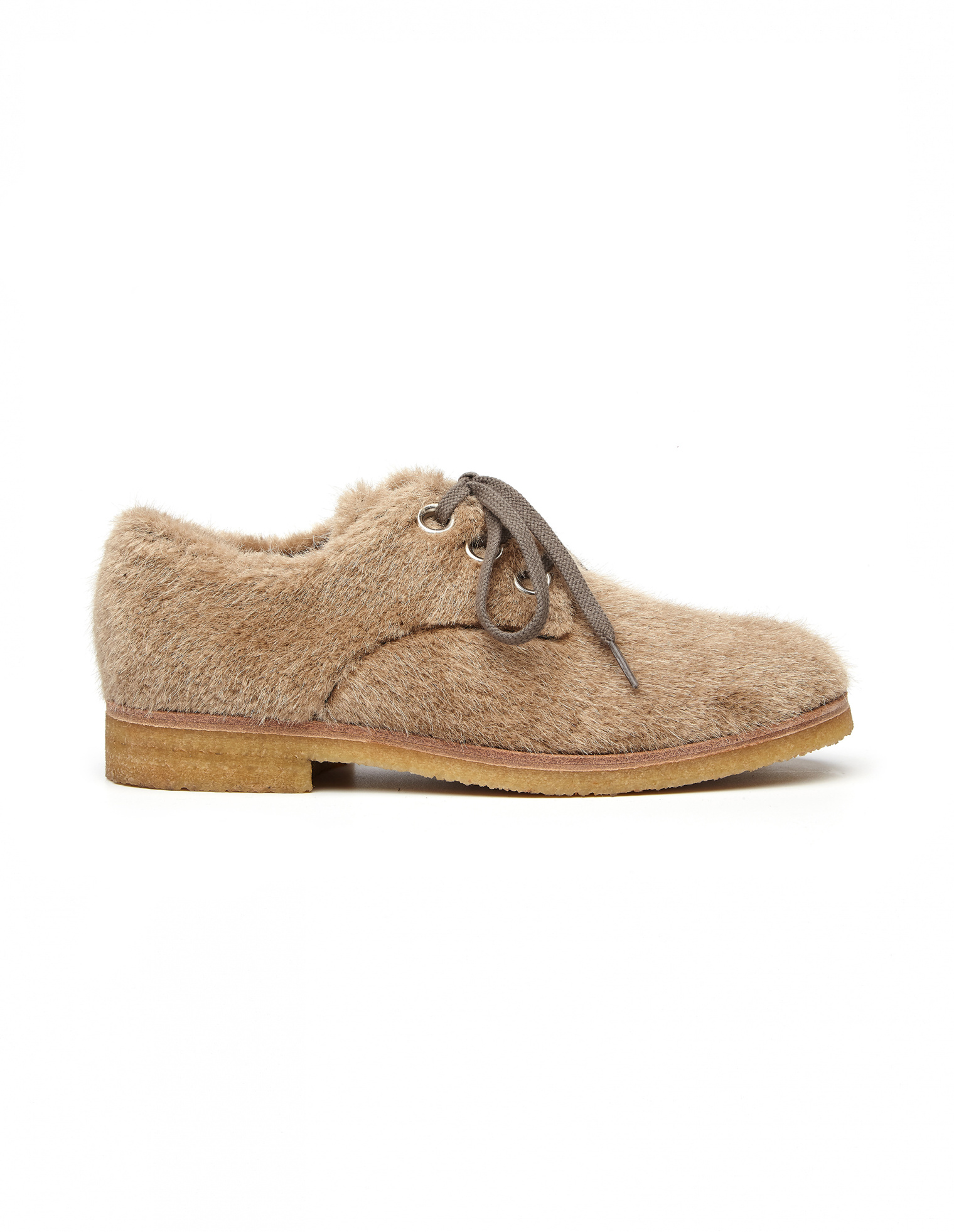 Hender Scheme Beige Faux Fur Blucher Lace Up Shoes