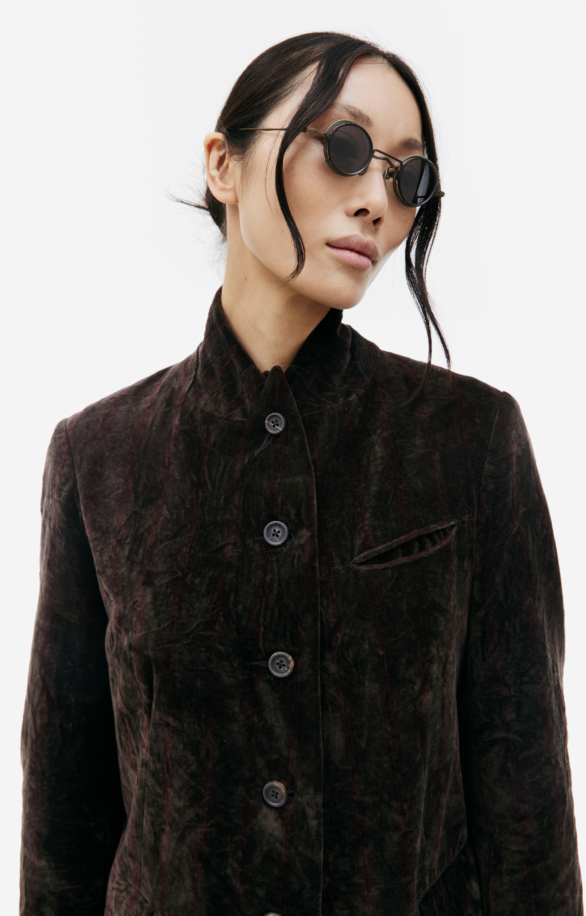Ziggy Chen Velveteen stand collar blazer