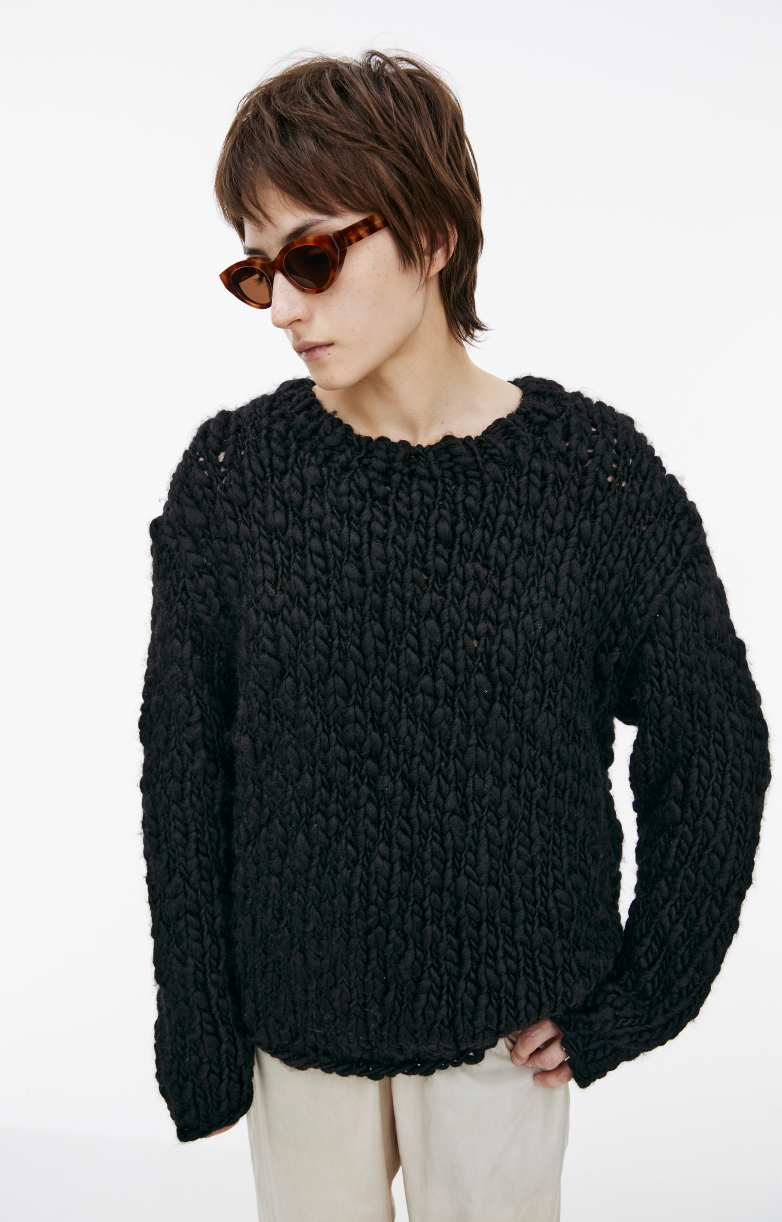 Yohji Yamamoto Coarse knit wool sweater