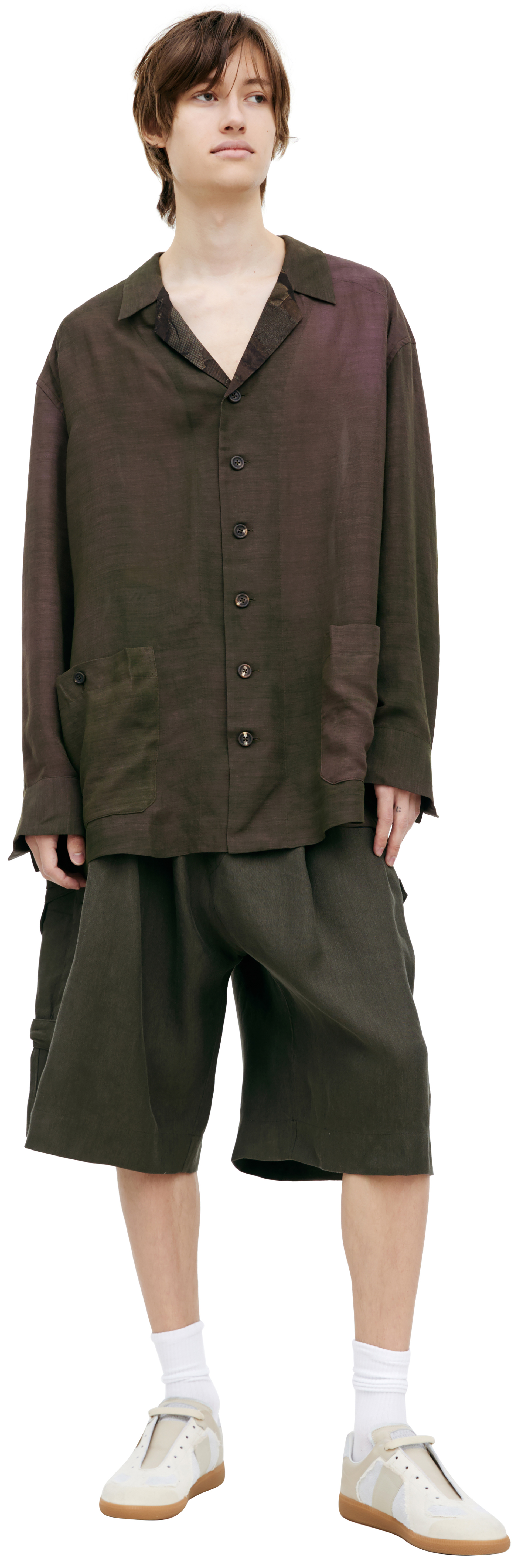 Ziggy Chen Combination button down shirt