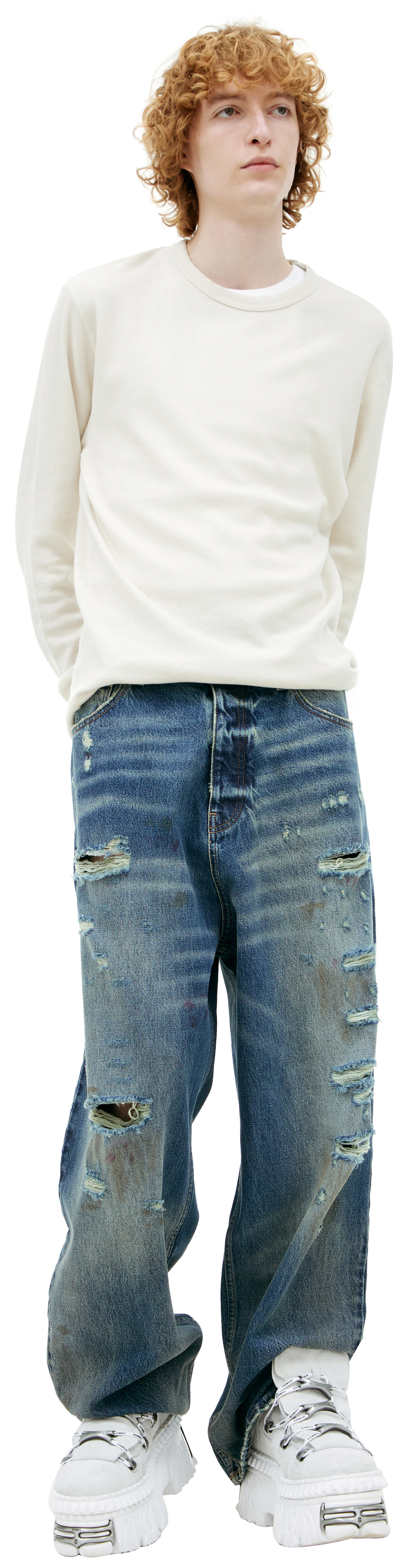VETEMENTS Blue ripped effect jeans