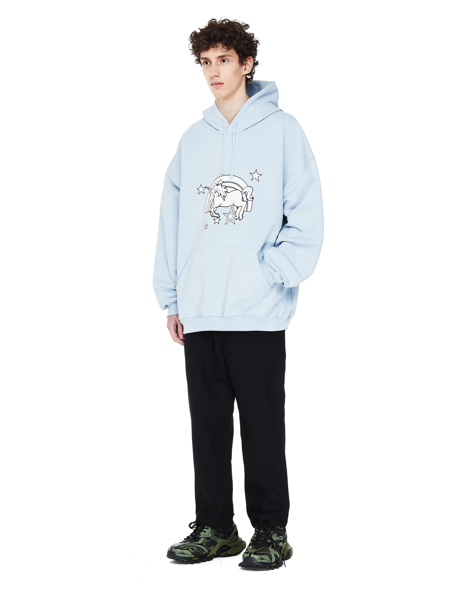 VETEMENTS Blue Oversize Unicorn Hoodie