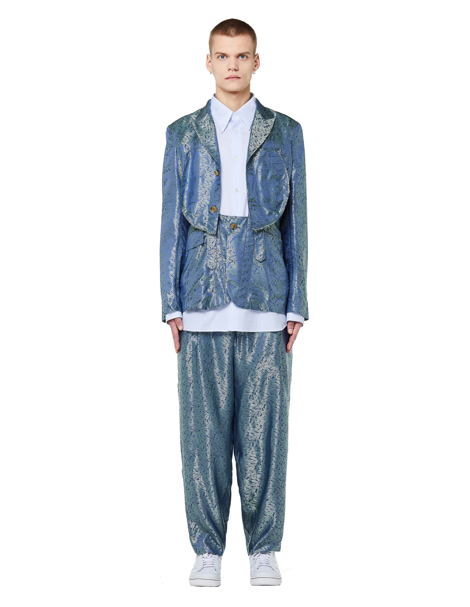 Comme des Garcons Homme plus Жаккардовый пиджак с вырезами