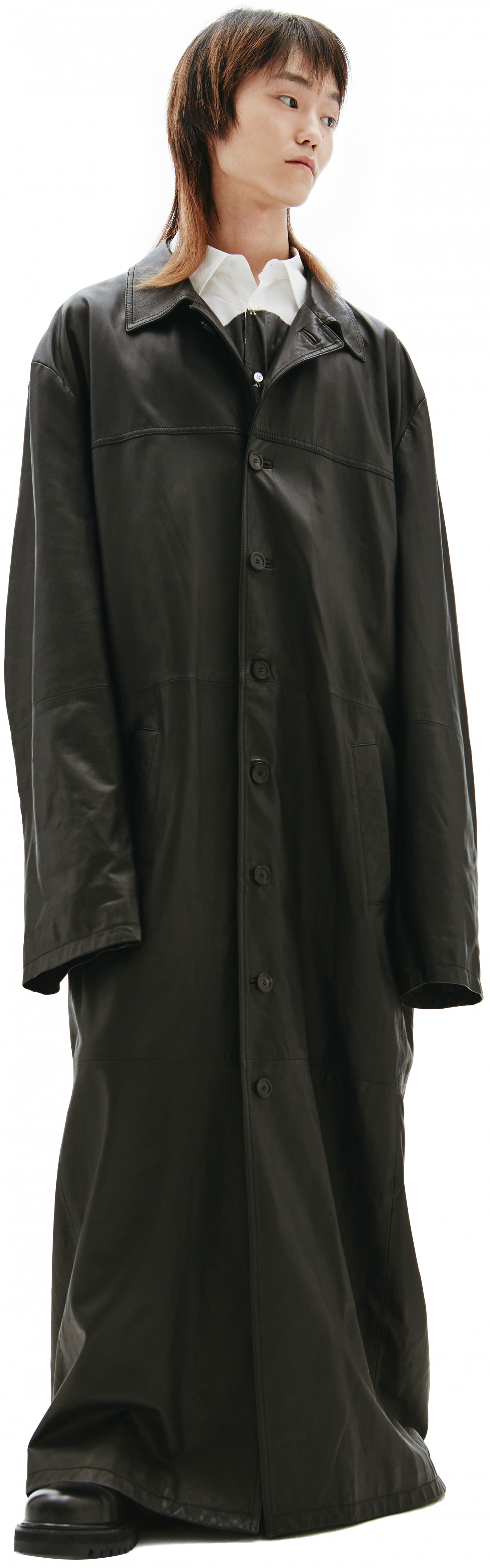Balenciaga Black Leather Coat