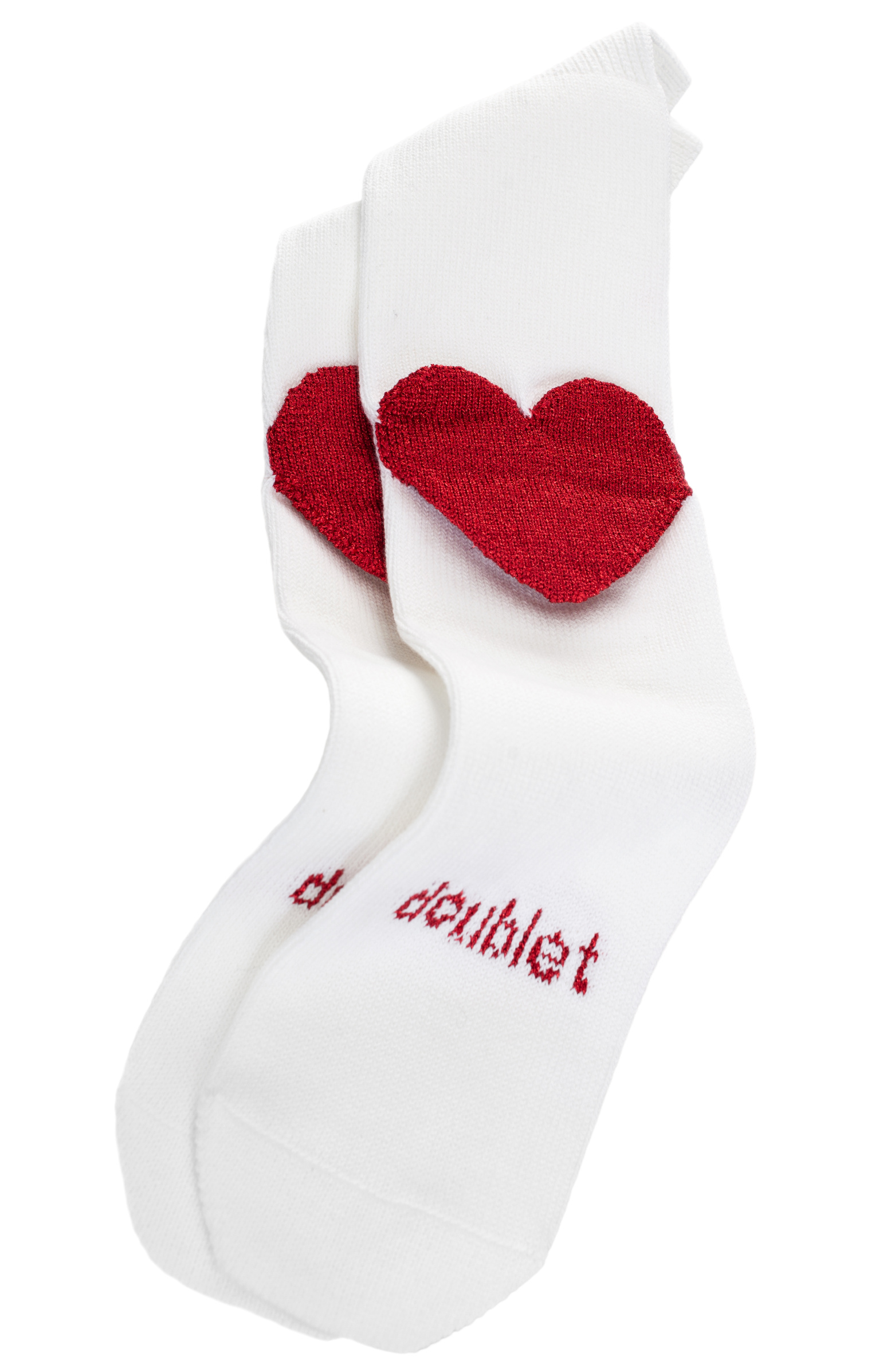Doublet Red heart heel white socks