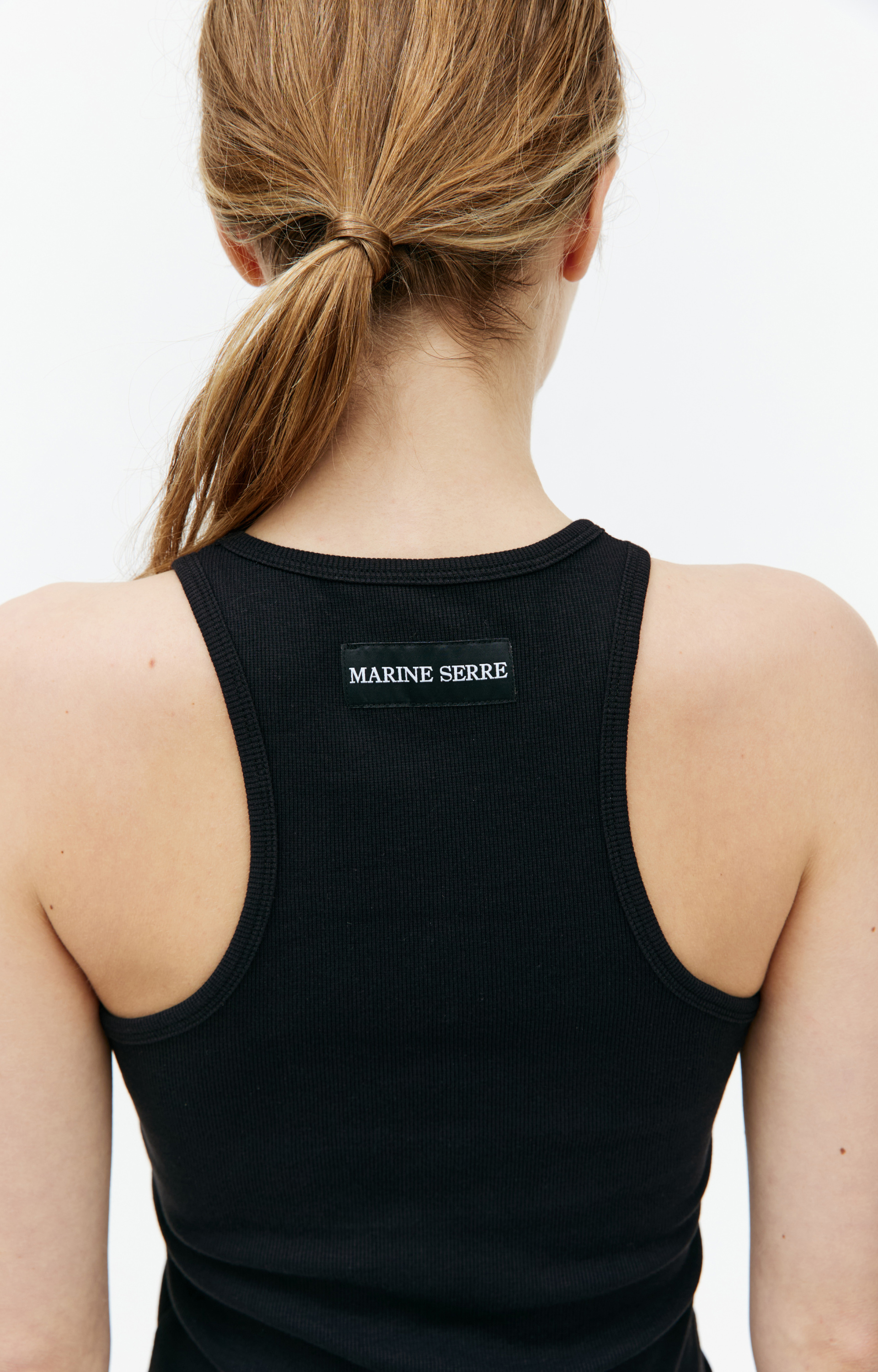 MARINE SERRE Black ribbed tank top