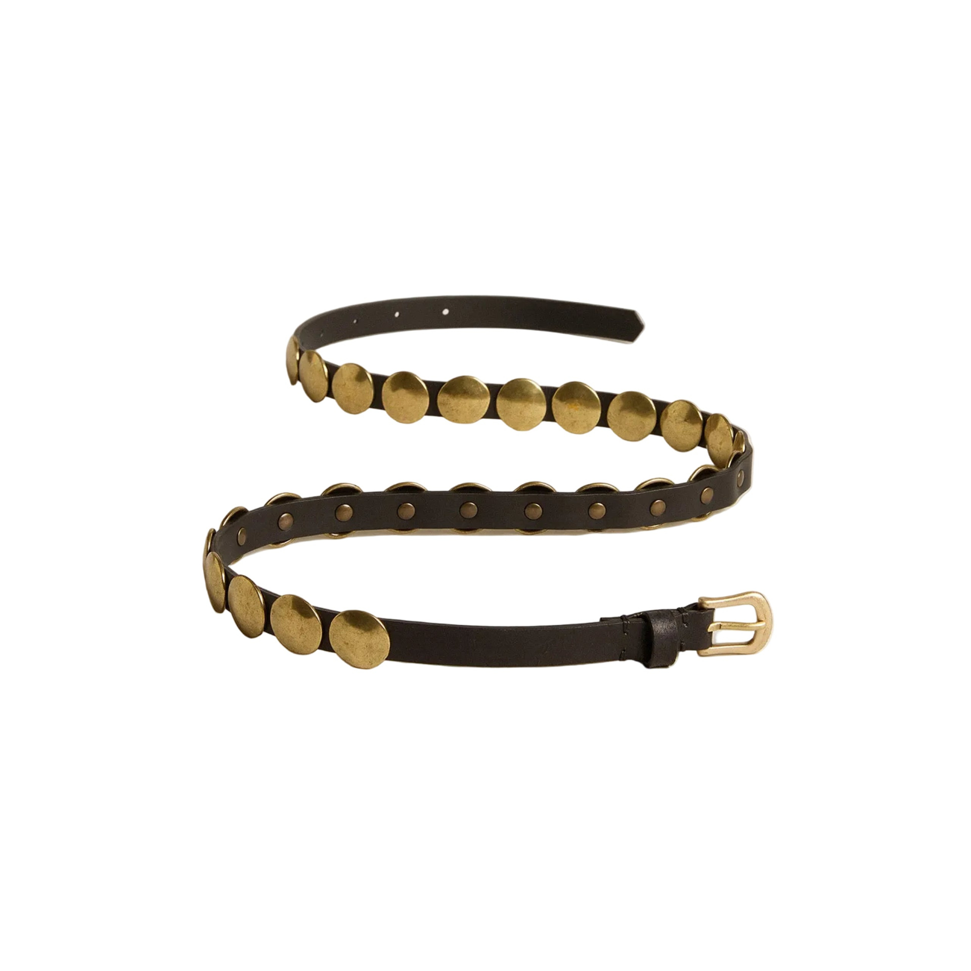 Golden Goose Trinidad Belt In Washed Leather With Gold Studs