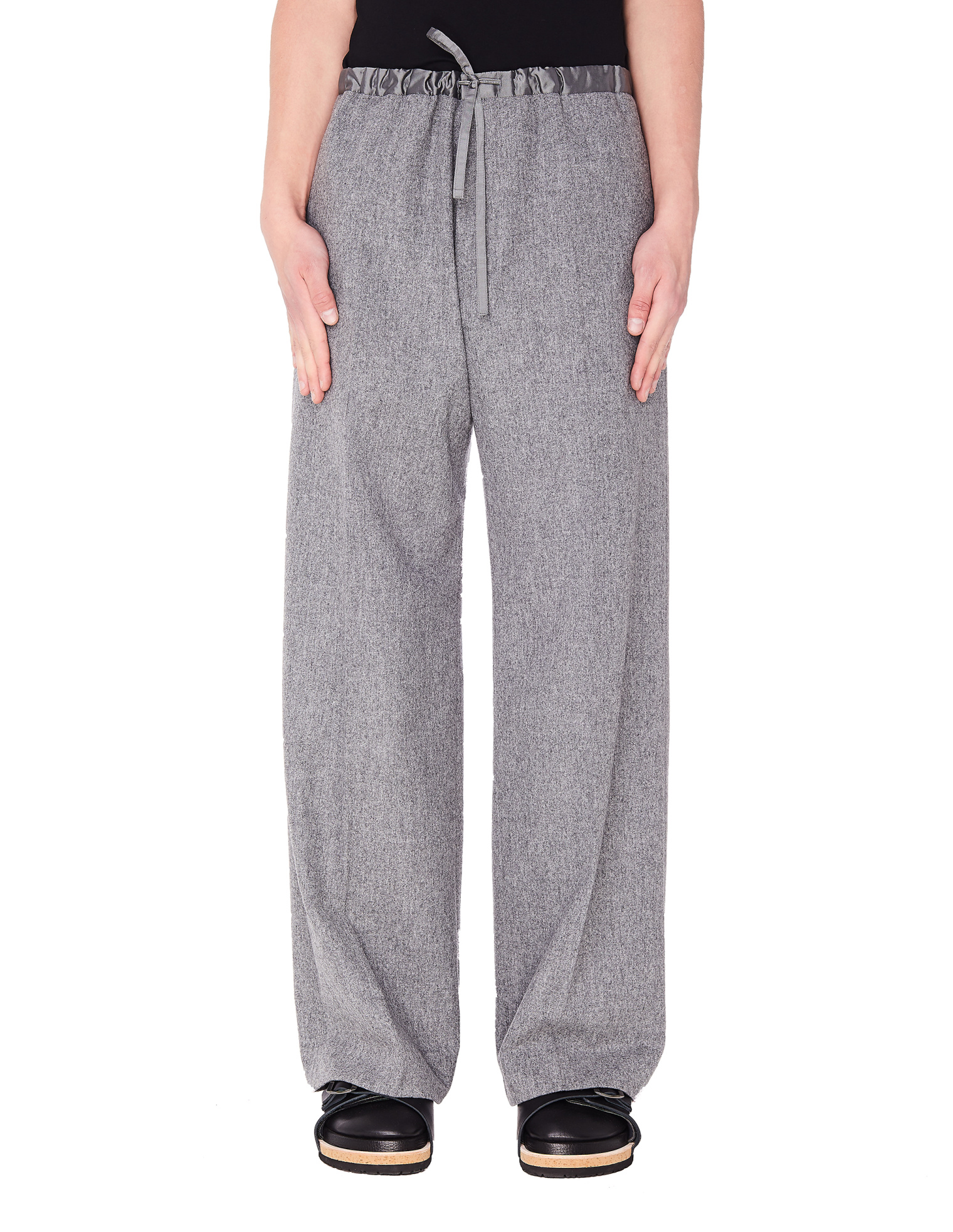 Jil Sander Grey Wool Wide Leg Trousers