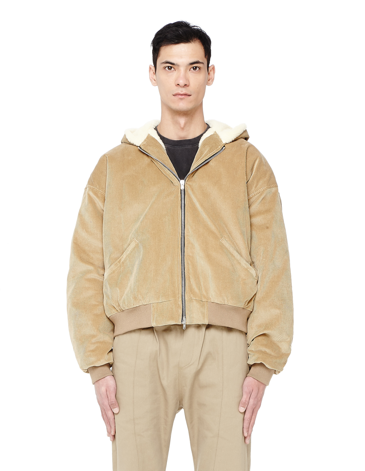 Fear of God Beige Velvet Bomber Jacket