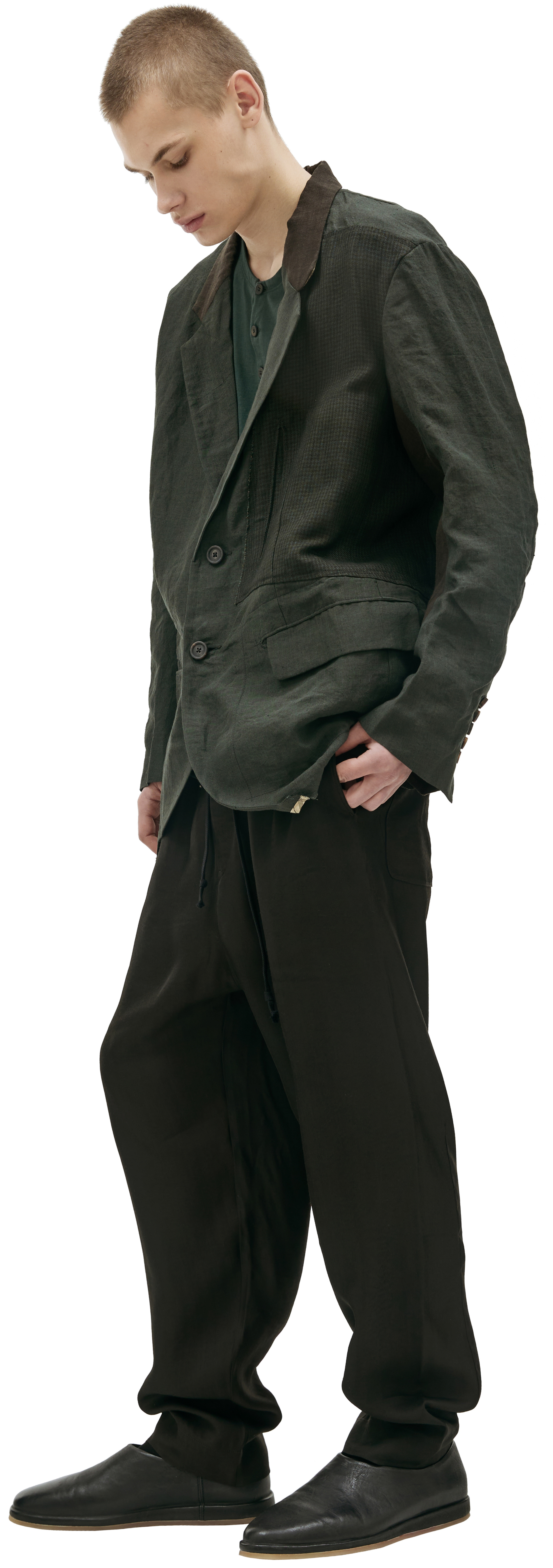 Ziggy Chen Linen single-breasted jacket