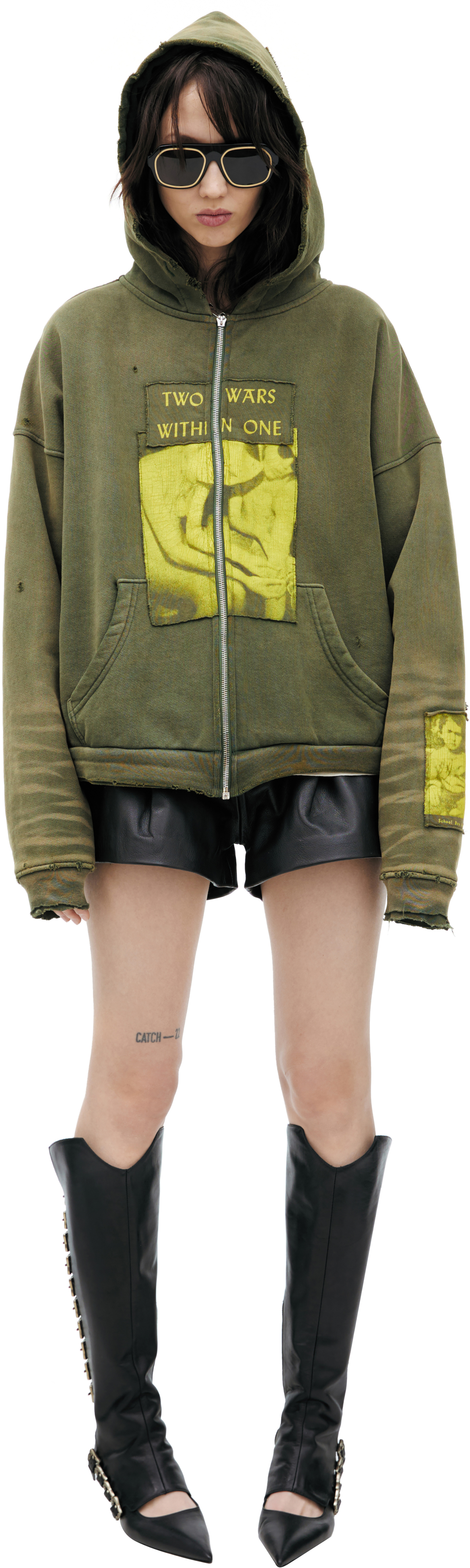 Enfants Riches Déprimés Khaki zippered hoodie