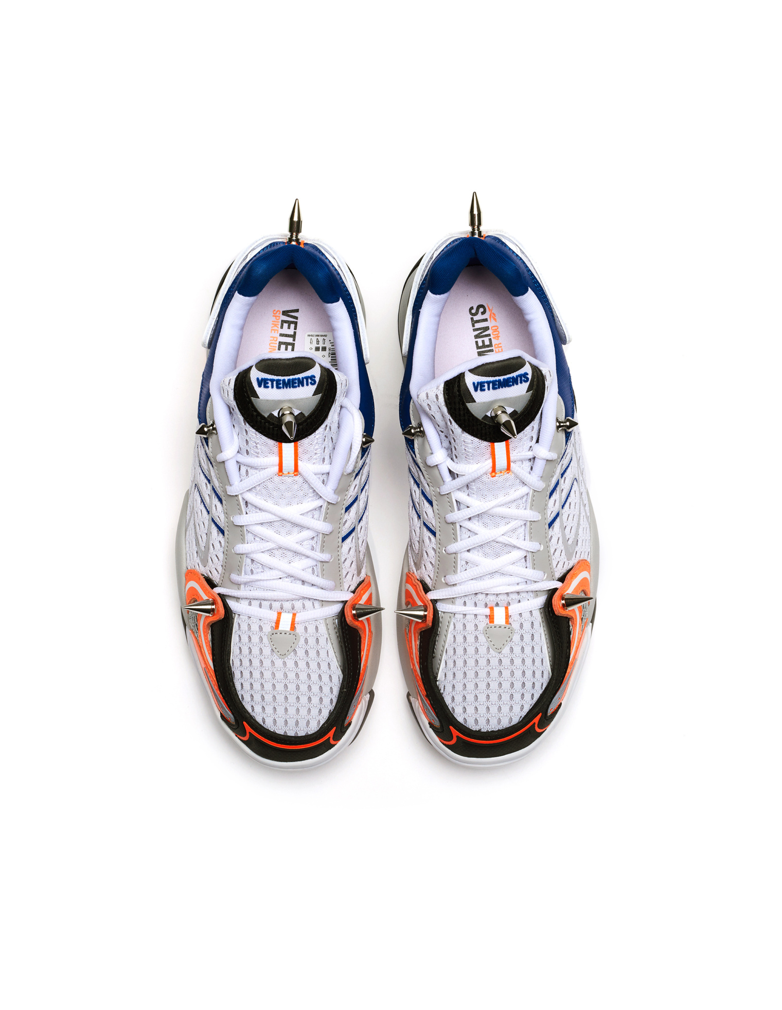 VETEMENTS Grey & Orange Spike Runner 400 Sneakers