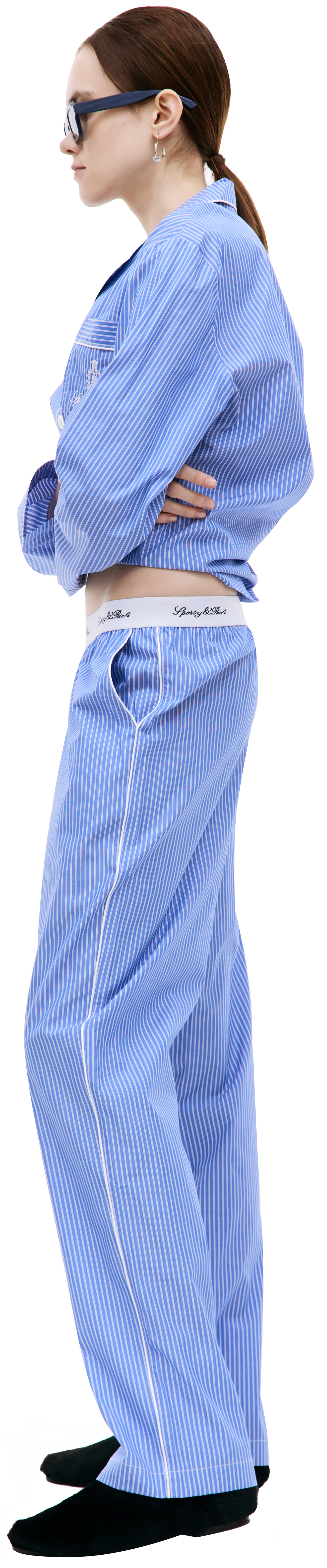 SPORTY & RICH Cotton striped trousers