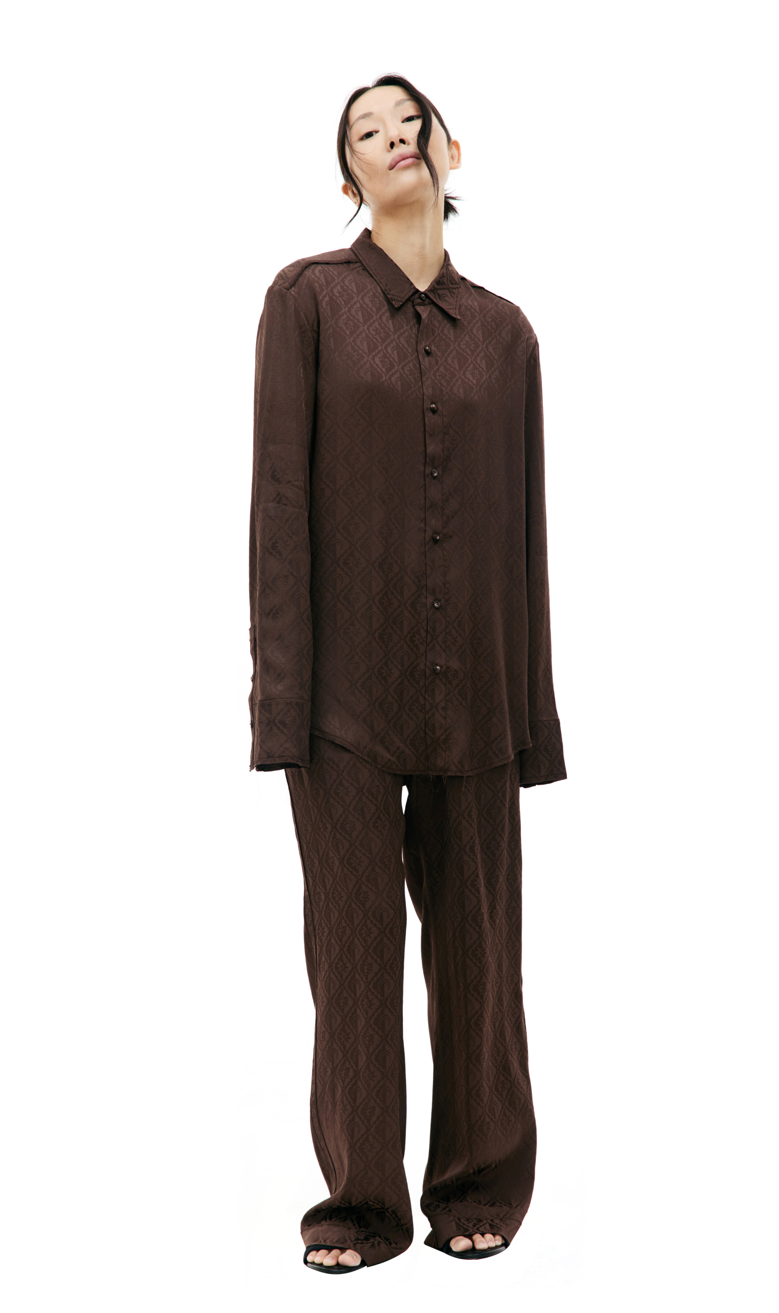 MARINE SERRE Brown Moon diamant shirt