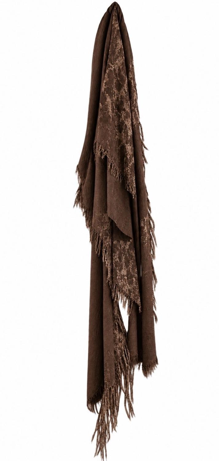 Ziggy Chen Brown scarf with fringe
