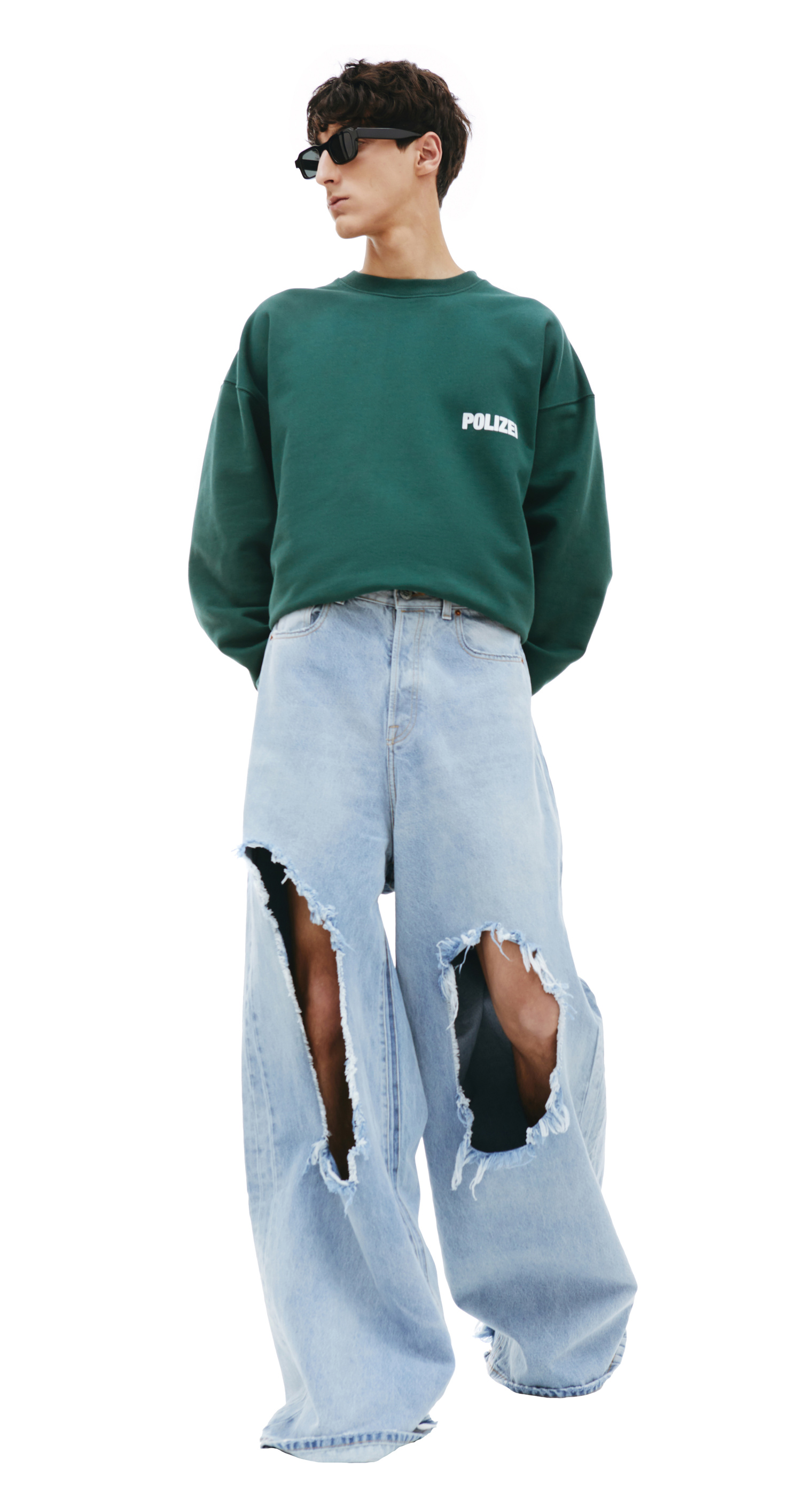 VETEMENTS Distressed wide-leg jeans