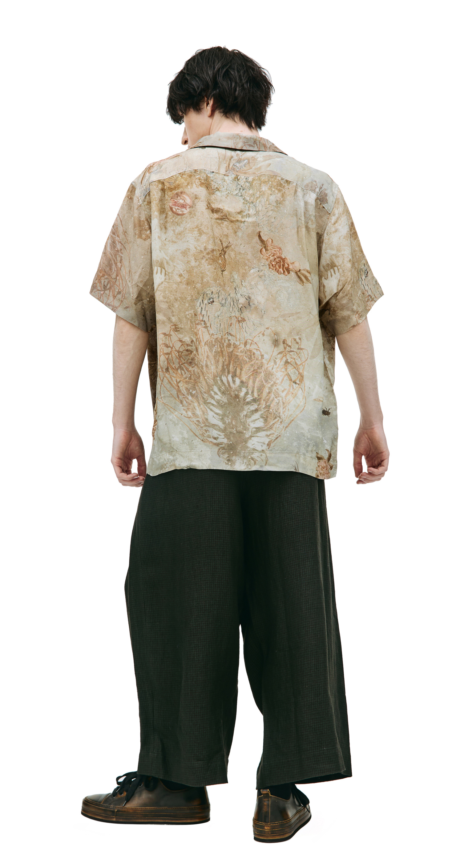 Buy Ziggy Chen men beige printed short sleeve shirt for $1,100