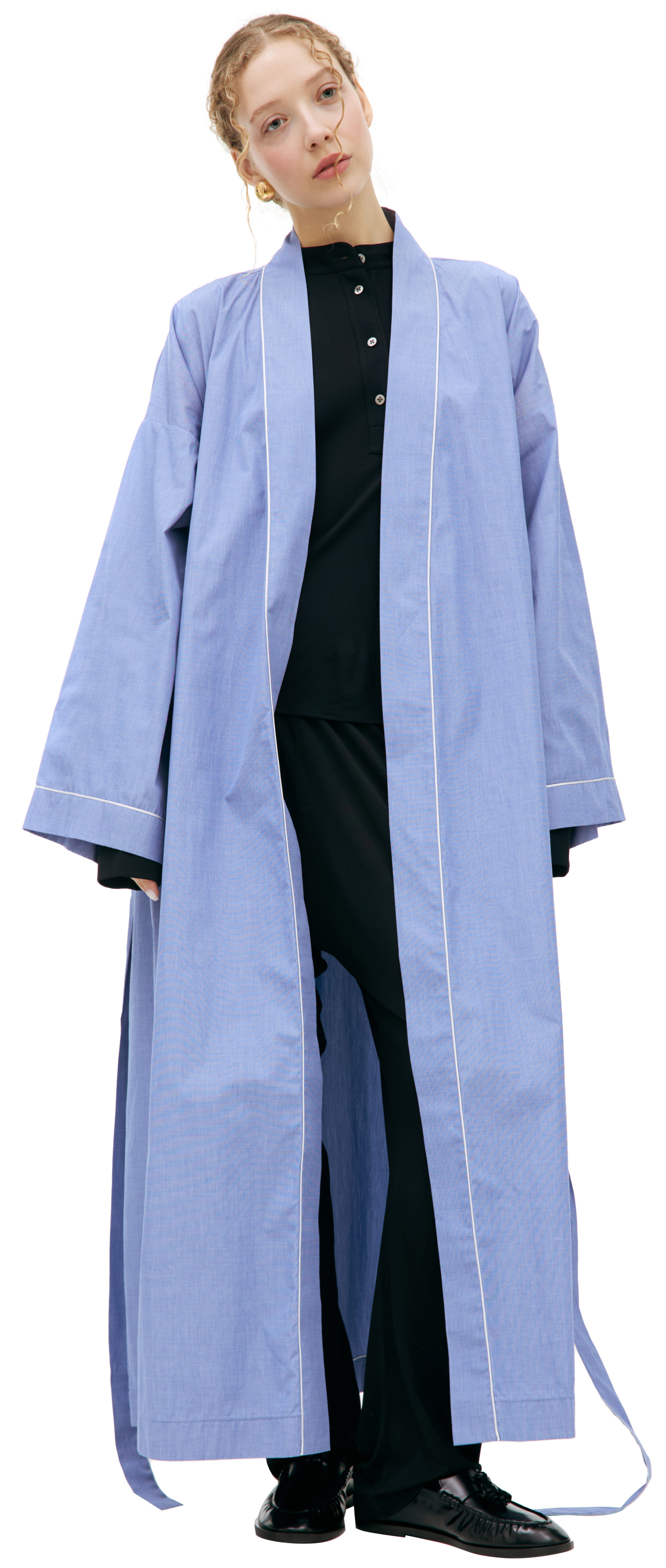 The Row Blue belted coat