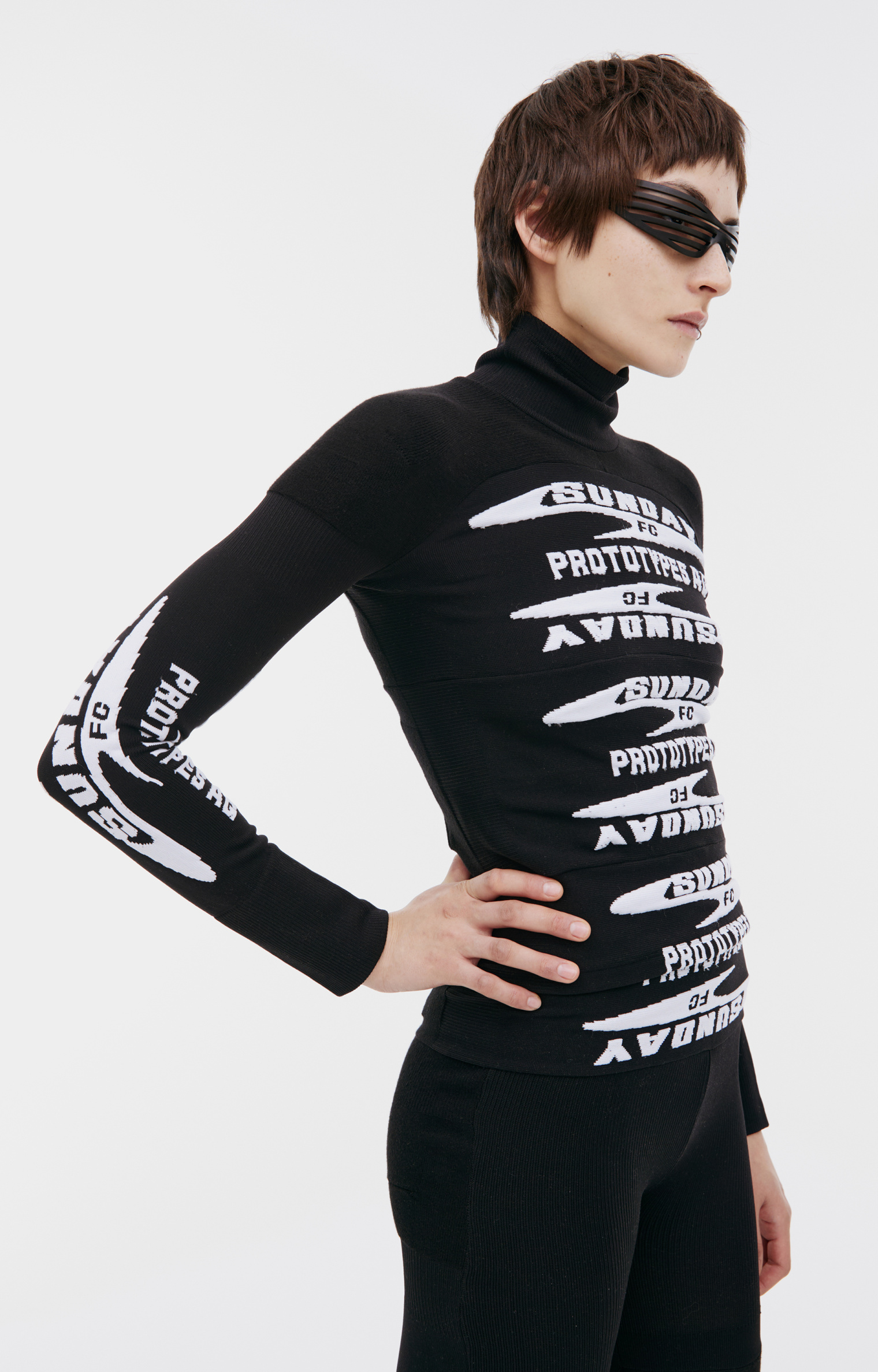 PROTOTYPES Black monoprint turtleneck