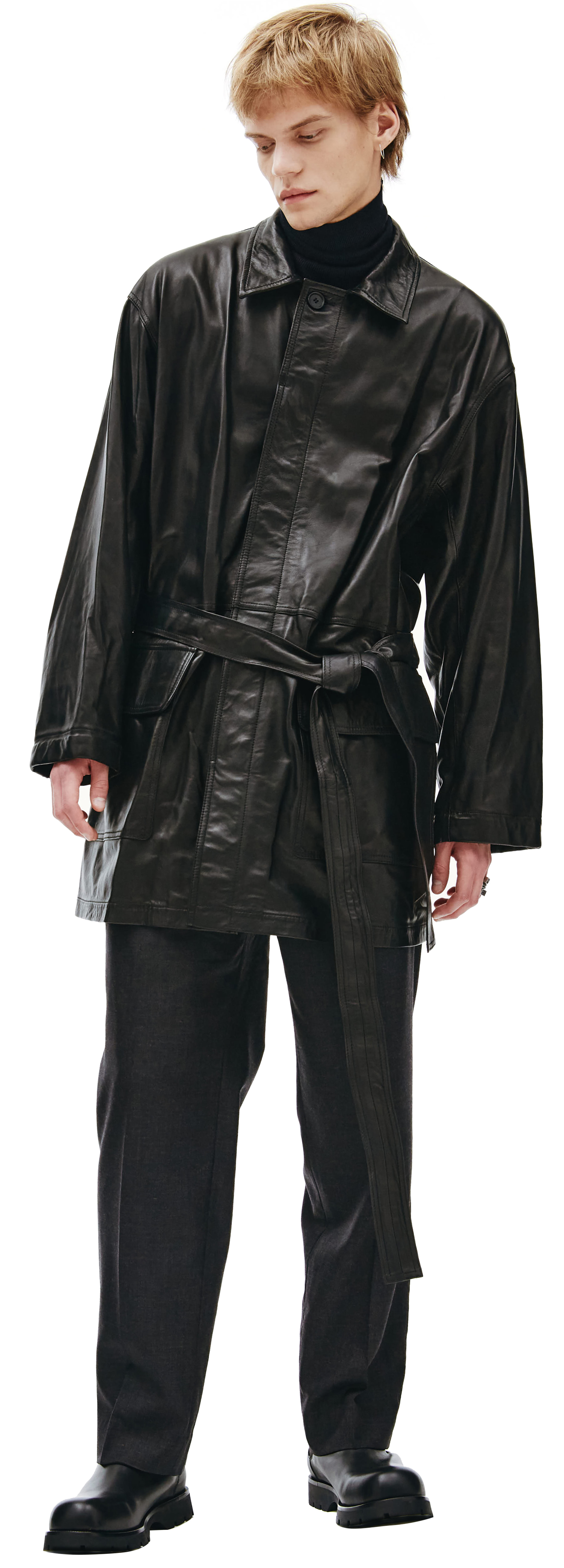 Fear of God Black Leather Coat