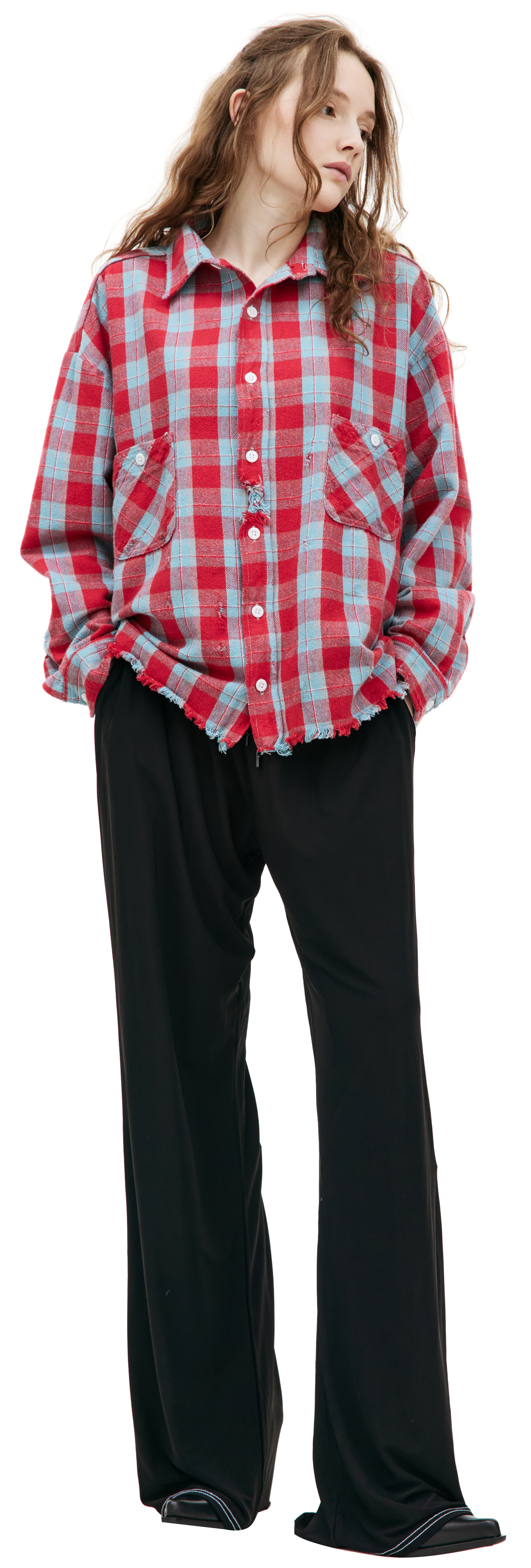 Saint Mxxxxxx Ripped plaid shirt