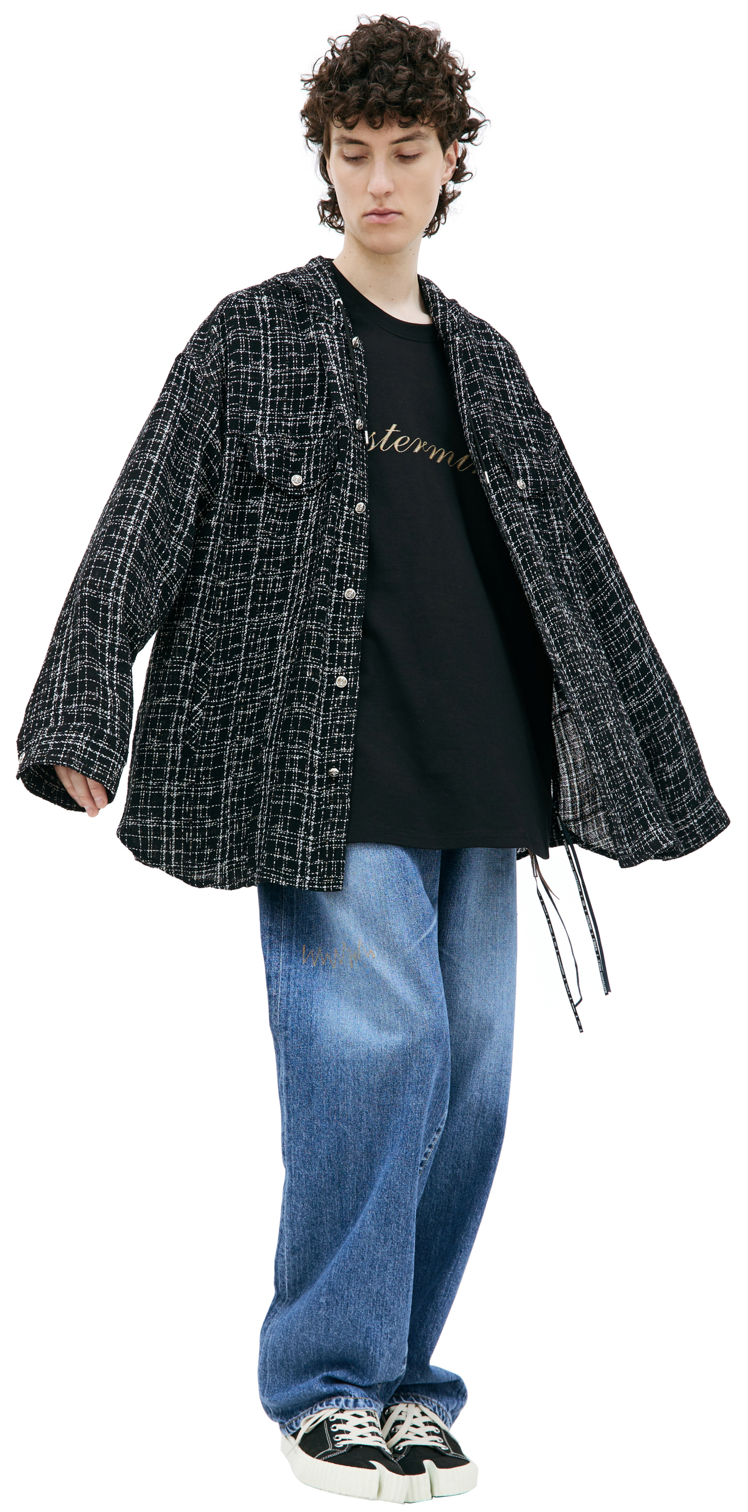 Mastermind WORLD Checkered hooded shirt
