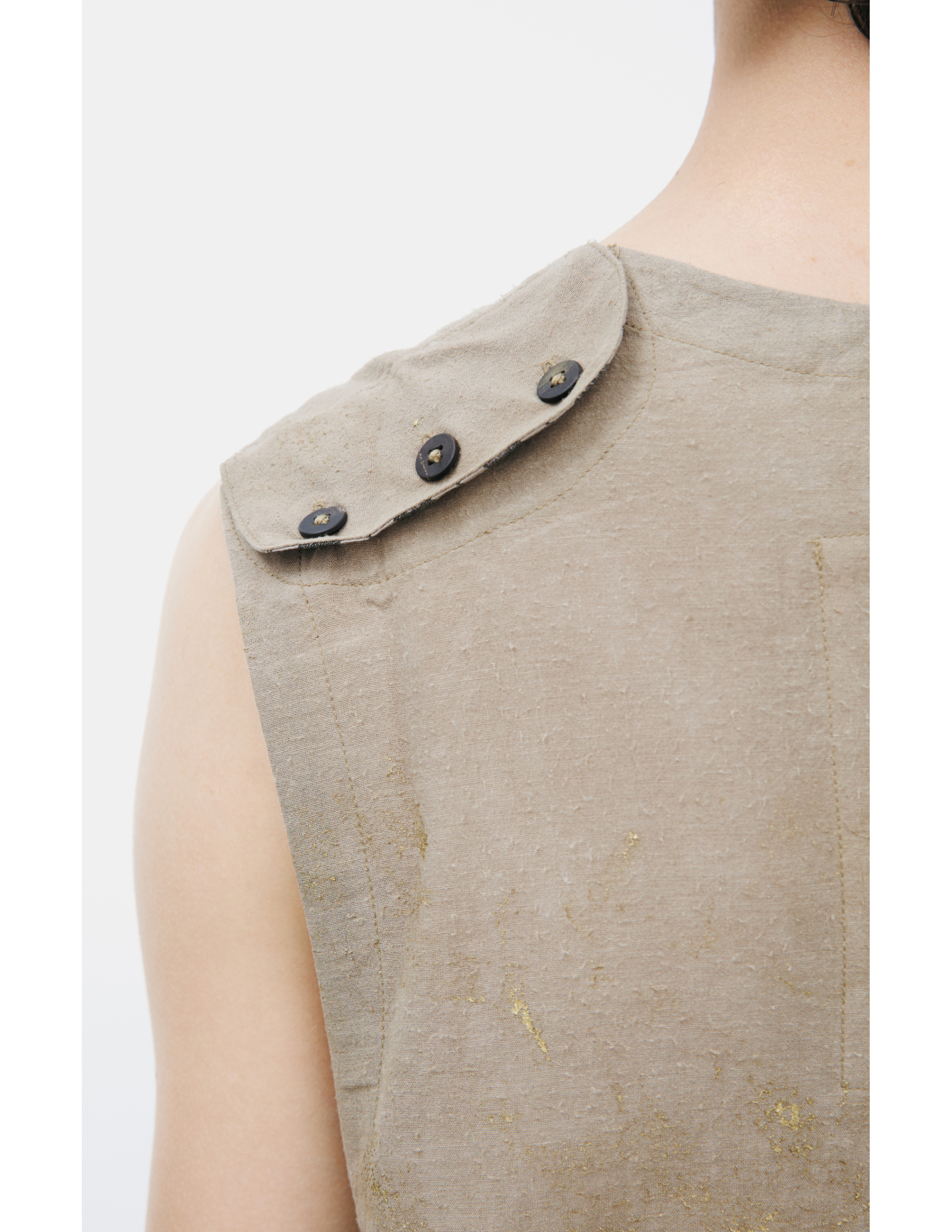 Ziggy Chen Майка-0M2610108 GOLD LEAF VEST, круглый вырез, нагрудный карман, принт в виде брызг, беж