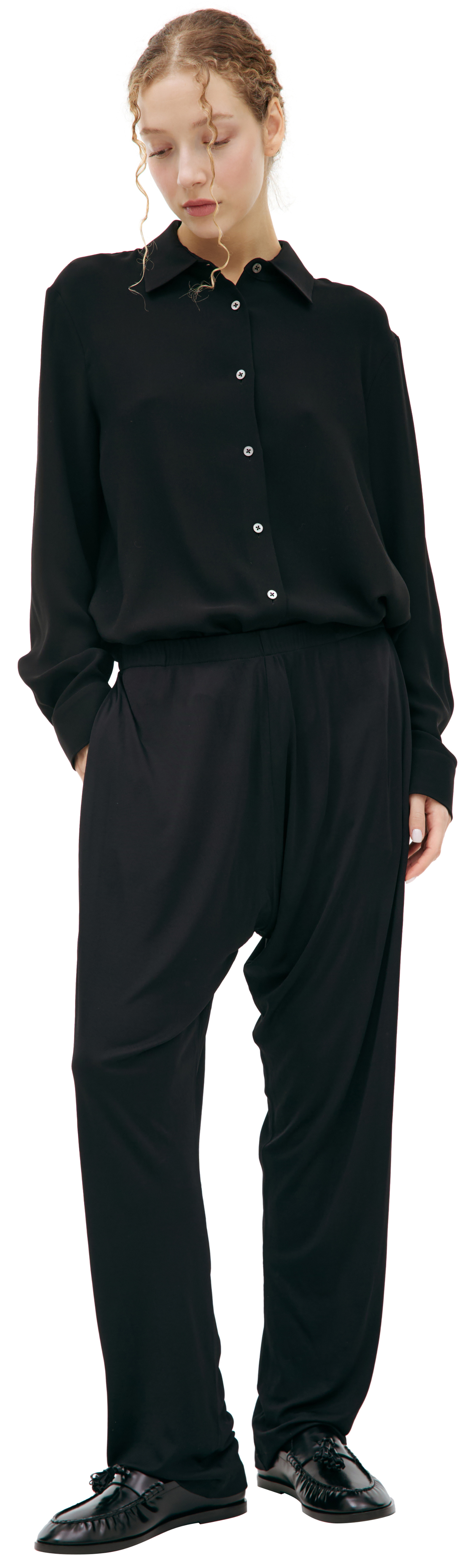 The Row Black viscose trousers