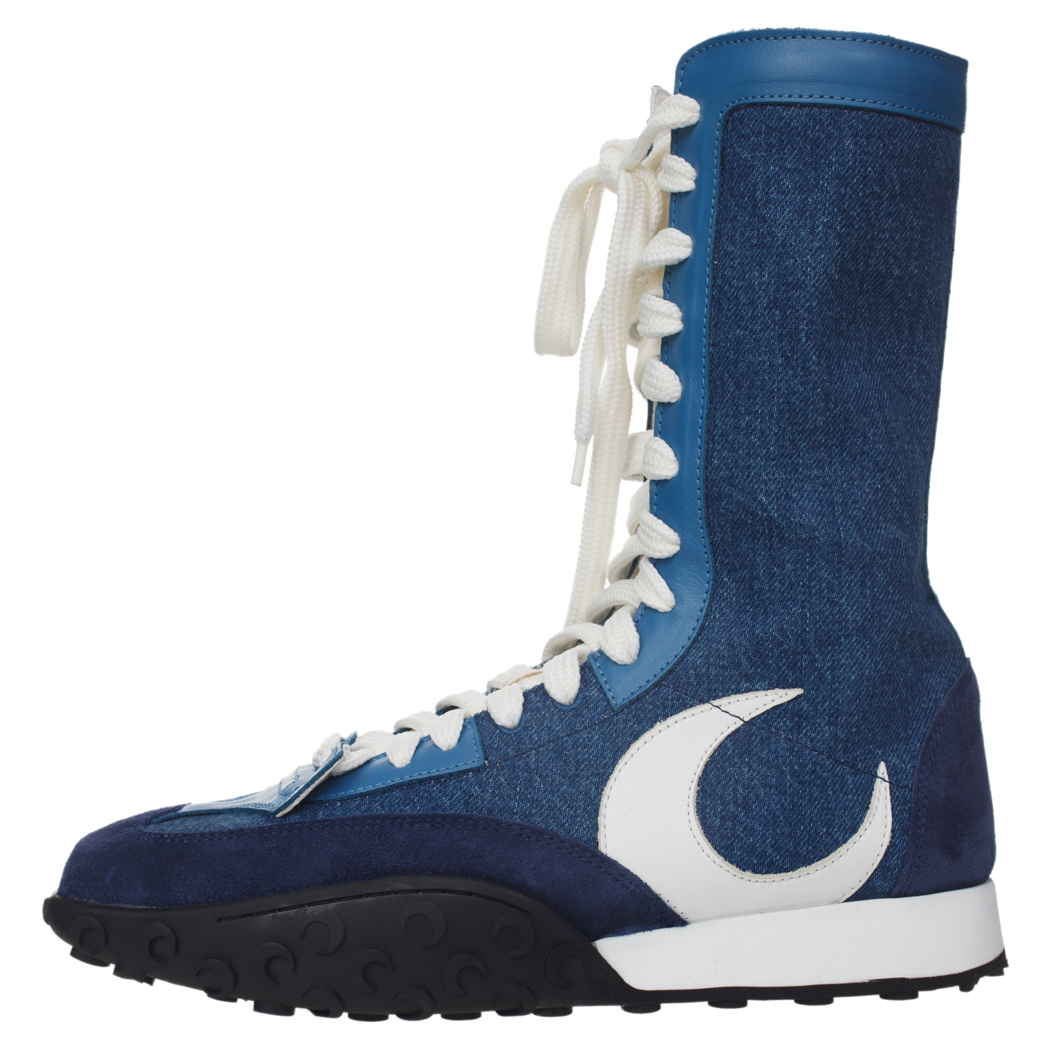 Buy MARINE SERRE men blue ms rise high sneakers for $486