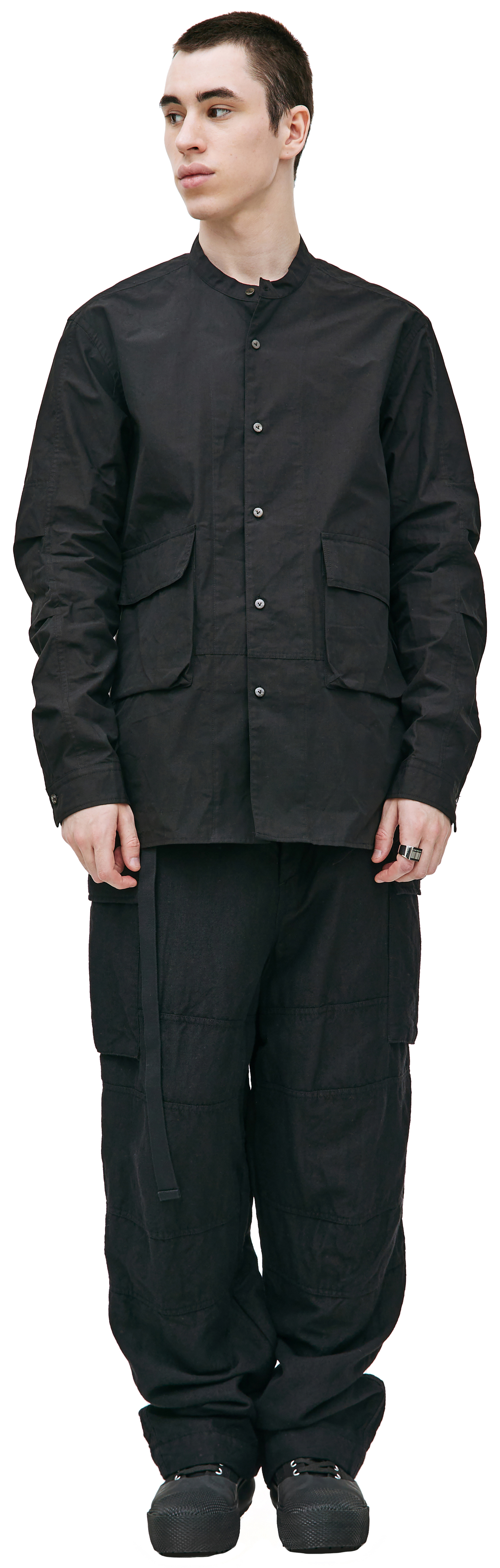 The Viridi-Anne Black cotton shirt with pocket